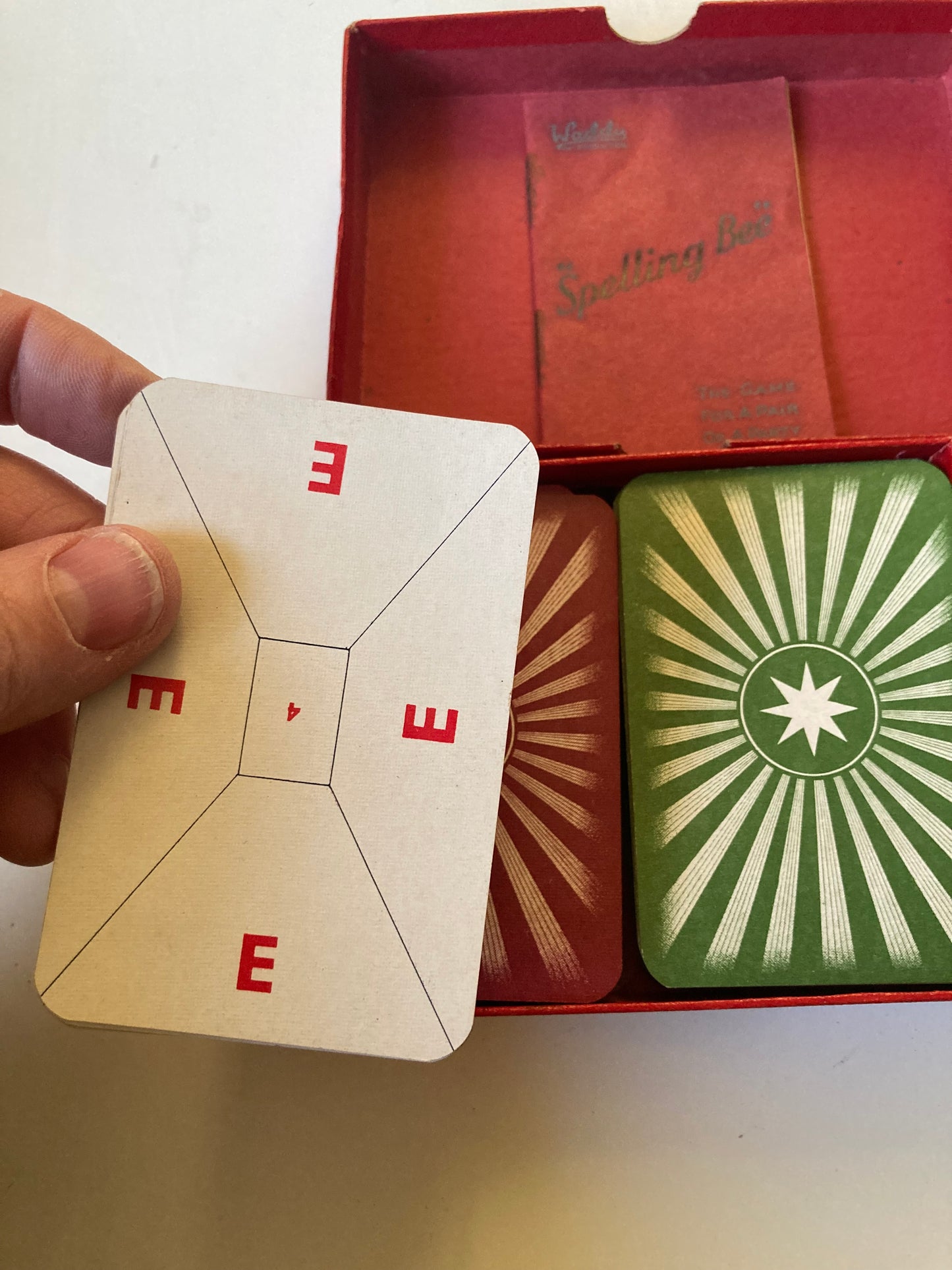 Vintage 1930s Card Game Spelling Bee Waddy Productions with rule book Ephemera