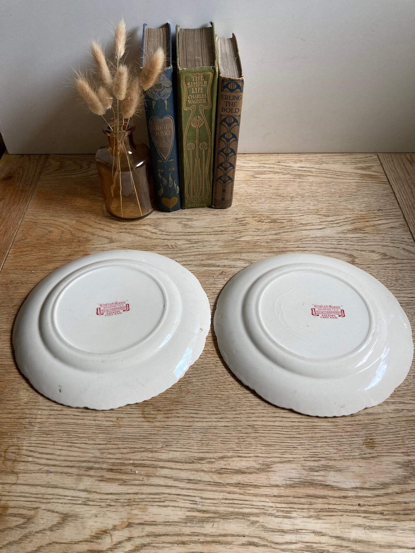Red Transferware Plates Set of 2 Adam’s Wnglish Scenic Side Plates