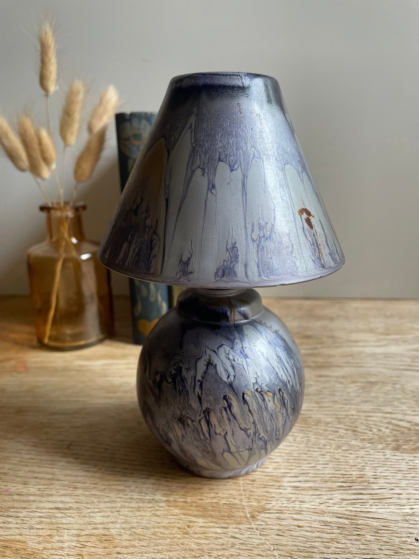 Painted Frosted Glass Tea Light Holder Drip Pattern
