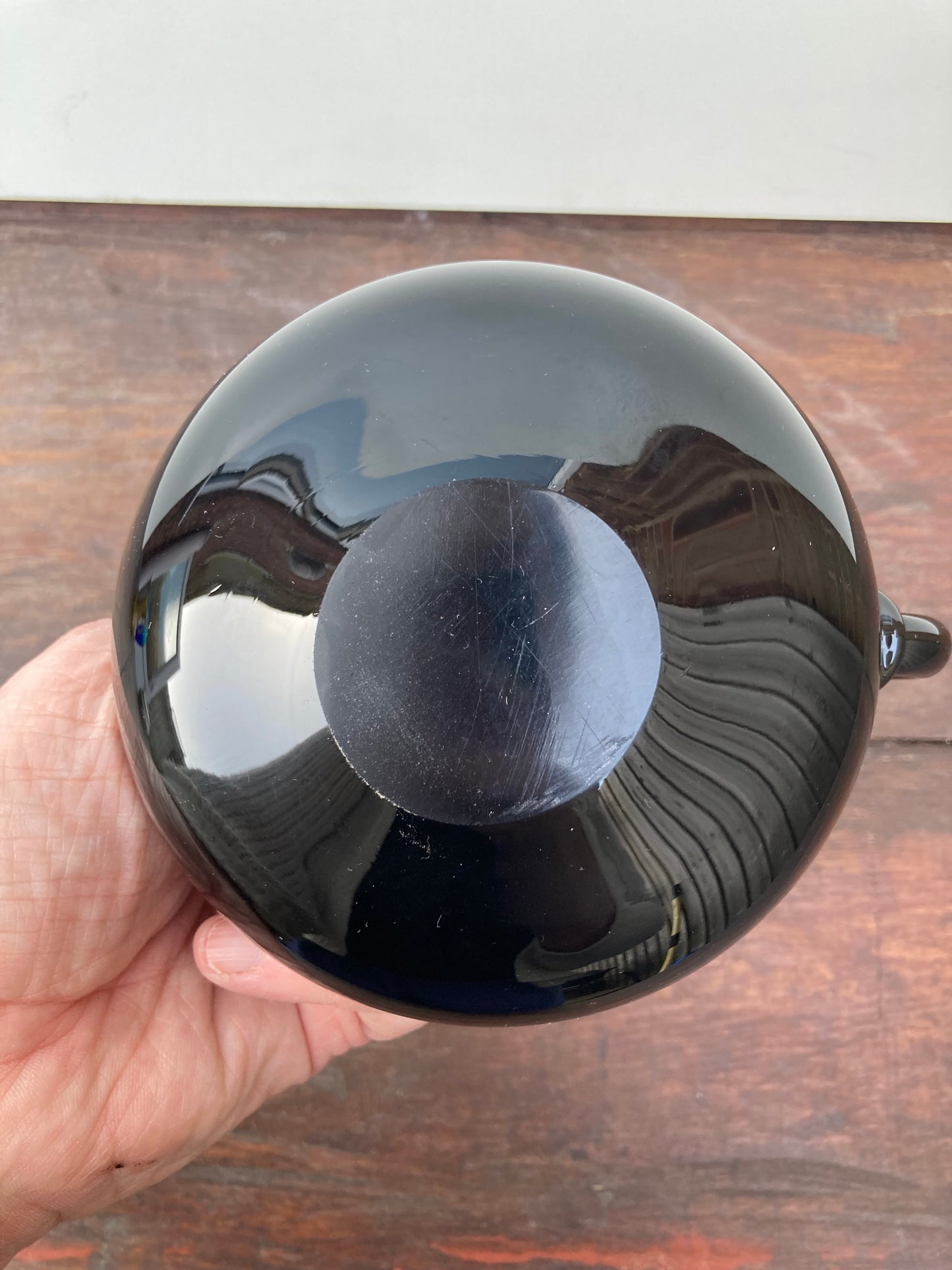 Studio Crafted Black Glass Chamberstick Candle Holder