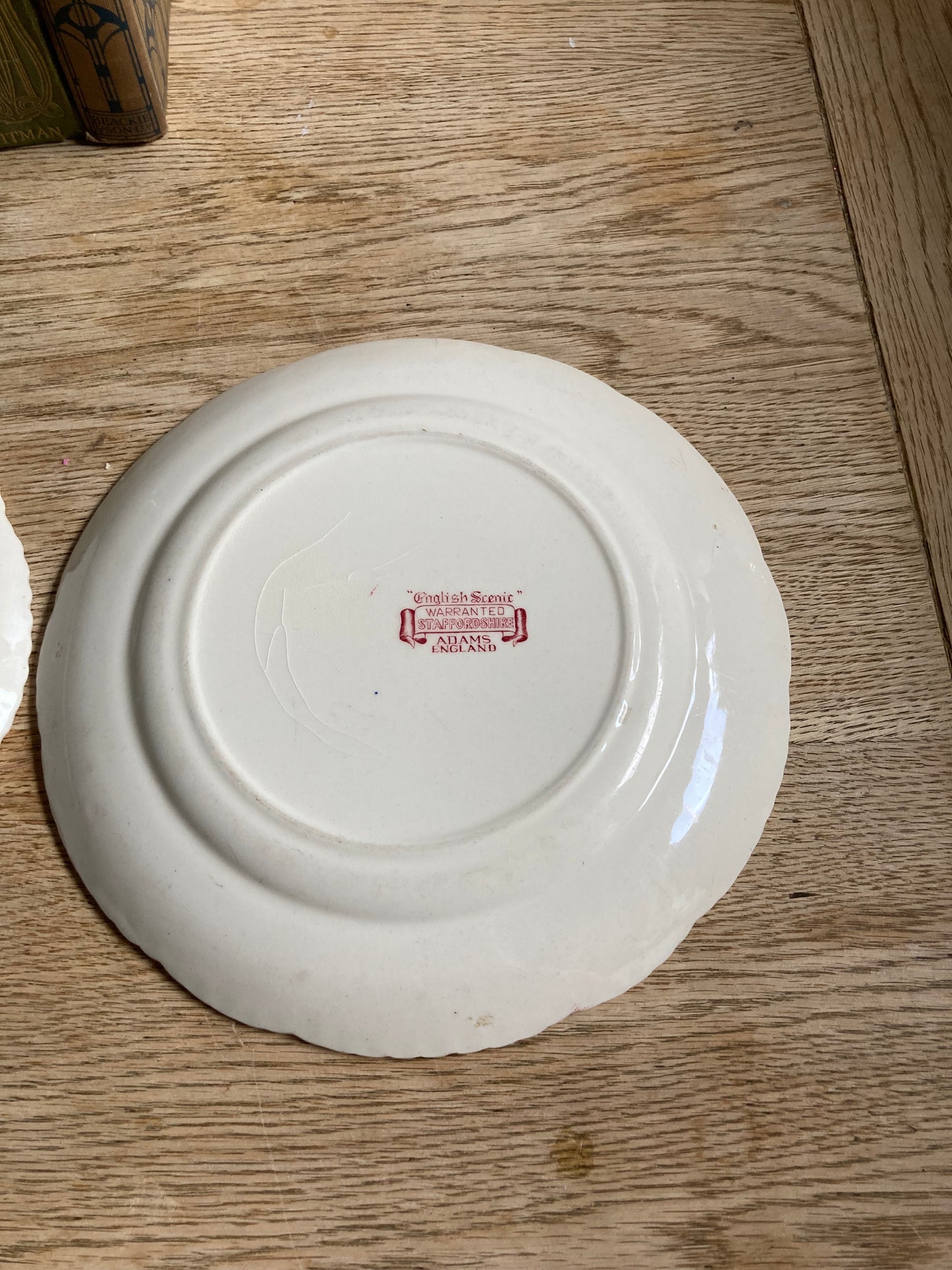 Red Transferware Plates Set of 2 Adam’s Wnglish Scenic Side Plates