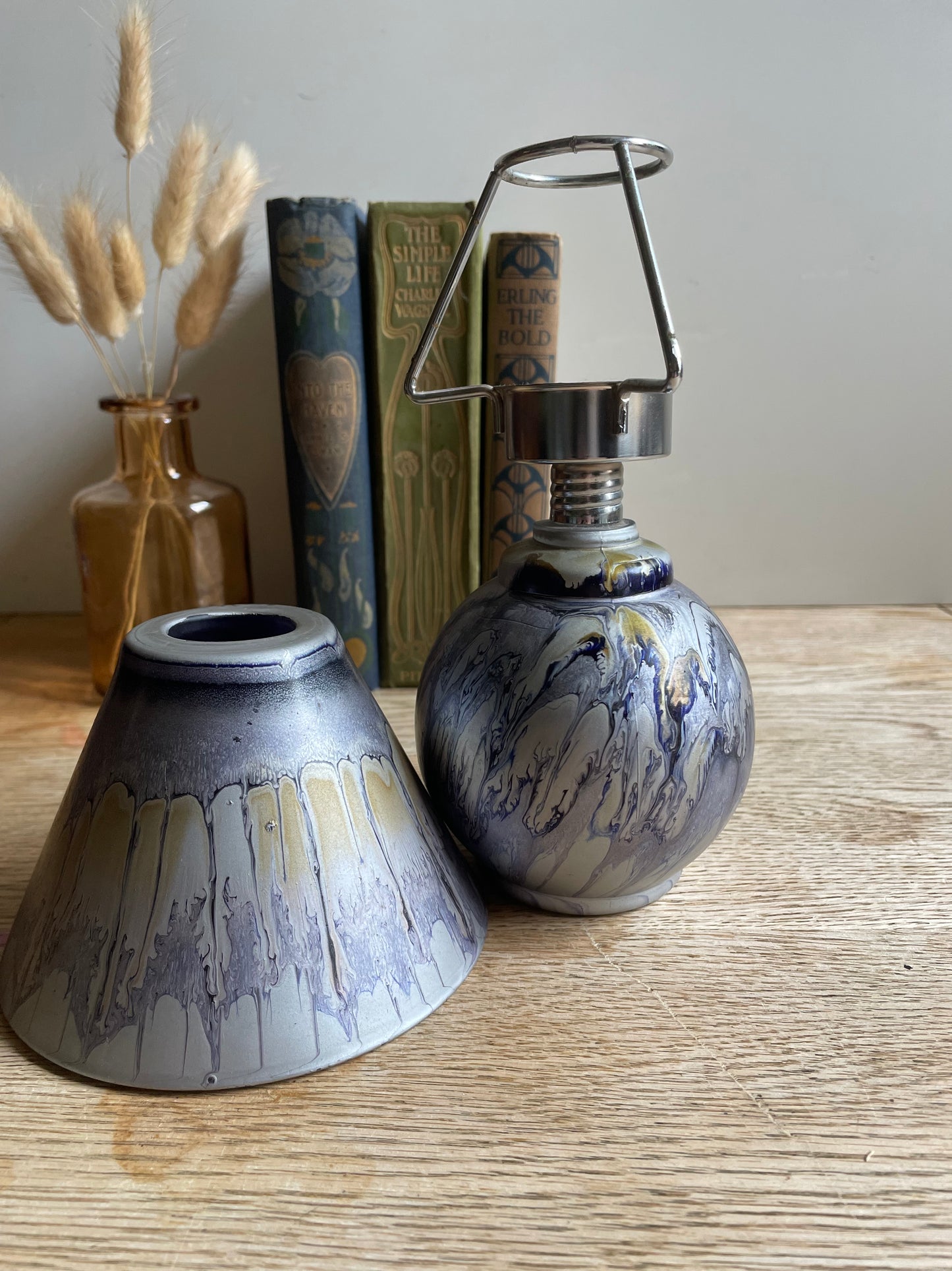 Painted Frosted Glass Tea Light Holder Drip Pattern