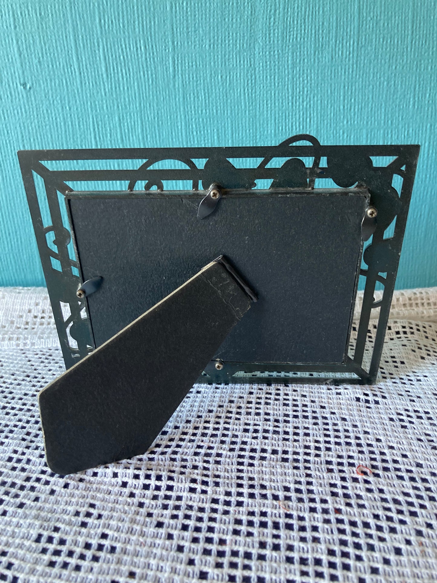 Pewter Metal Double Photo Frame with Leaf Detail