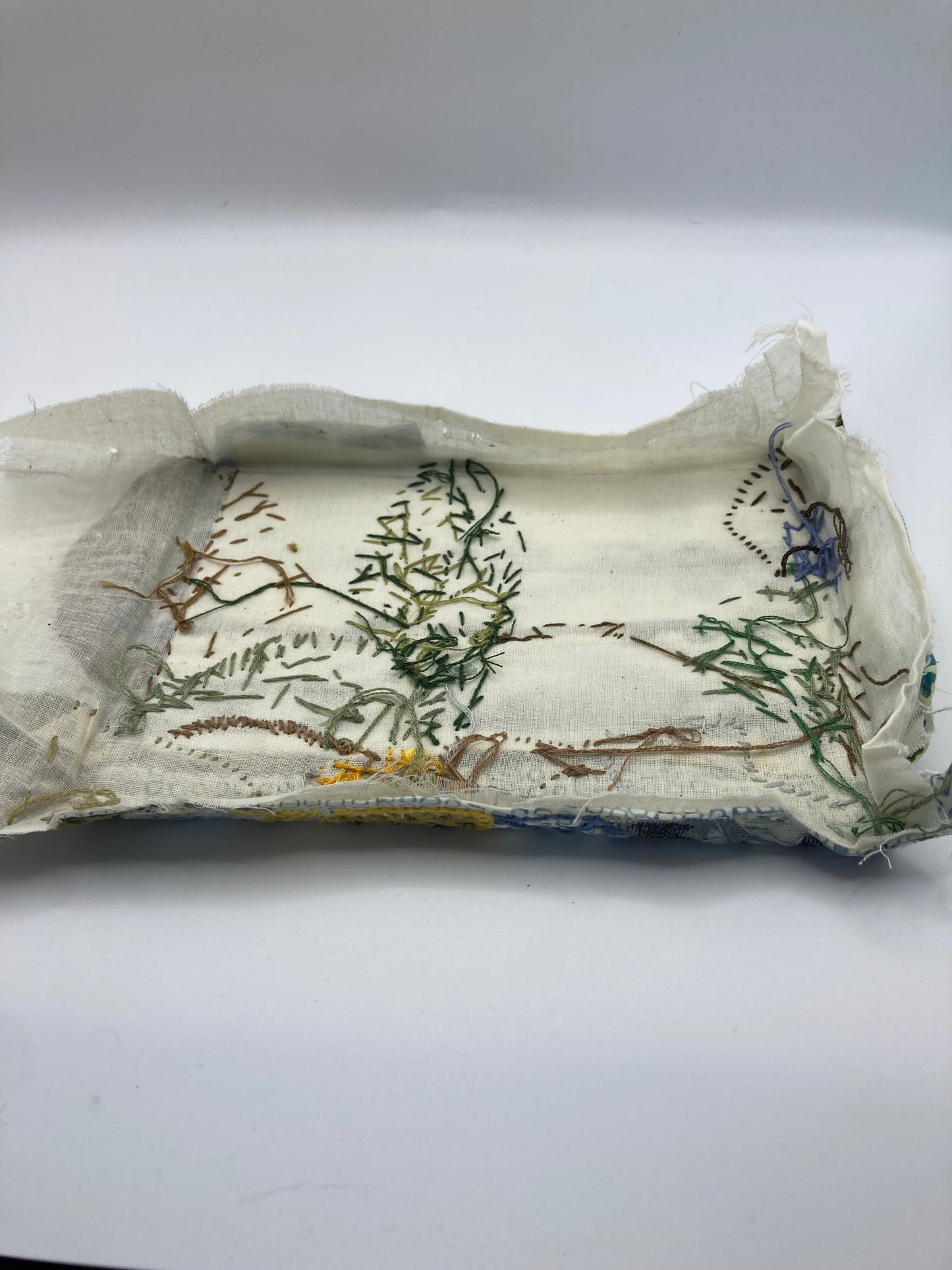 Mixed Media Textile Art Embroidered Landscape Piece For Framing Or Crafting - Bloom & Heirloom Vintage Decor