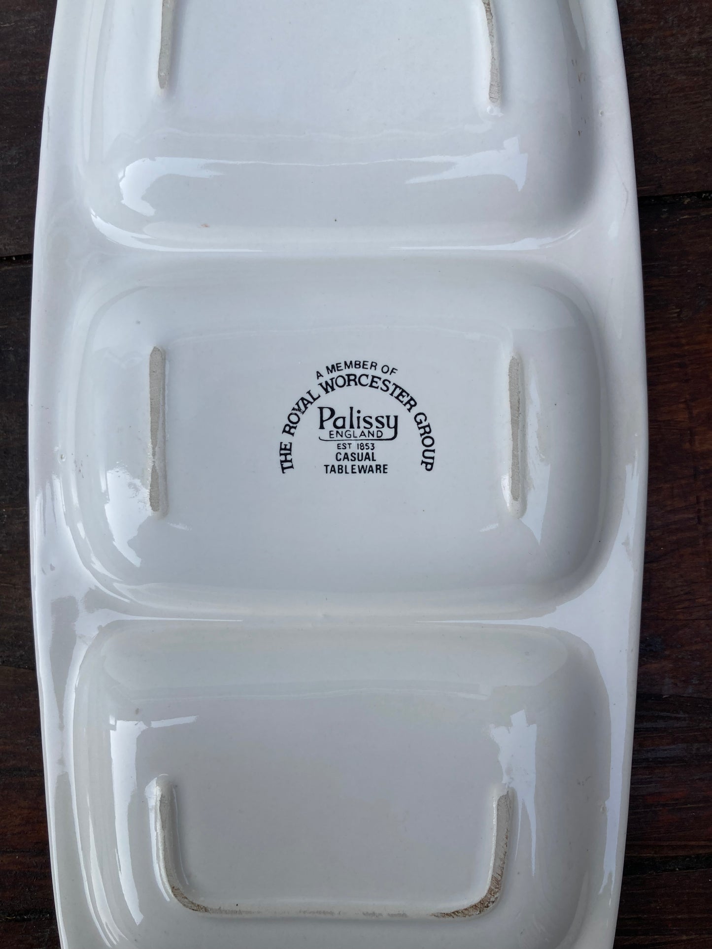 Palissy Royal Worcester Pottery Blue Floral 3 Section Tray