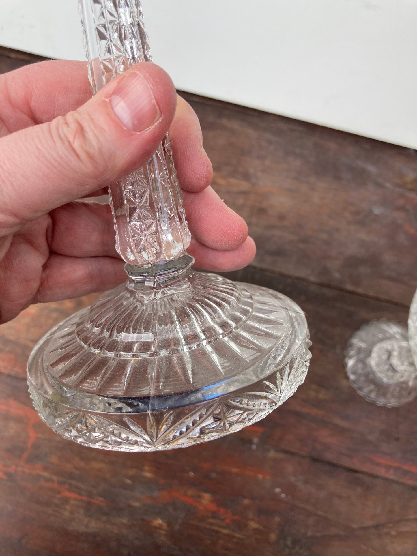 Elegant Vintage Bayel Louis XV Candlestick Clear Pressed Glass