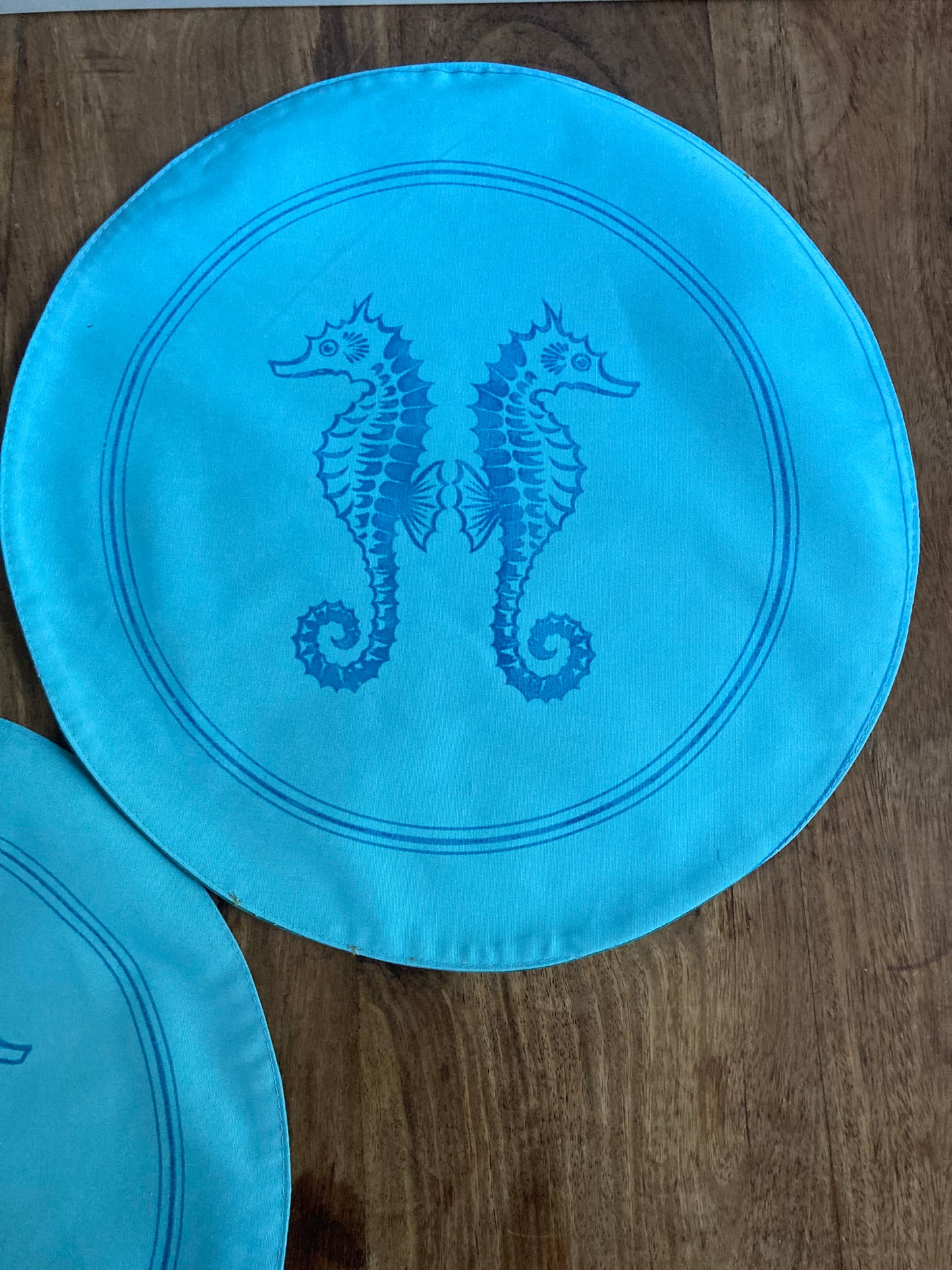 Vintage Seahorse Round Fabric Placemat x 2