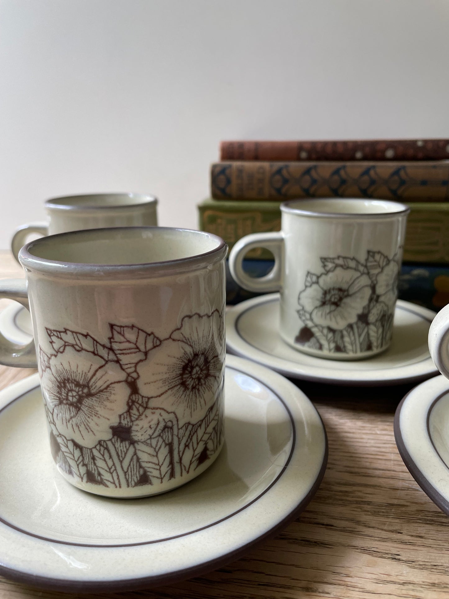 Hornsea Cornrose Espresso Coffee Cup & Saucer Set x5 Retro 70s
