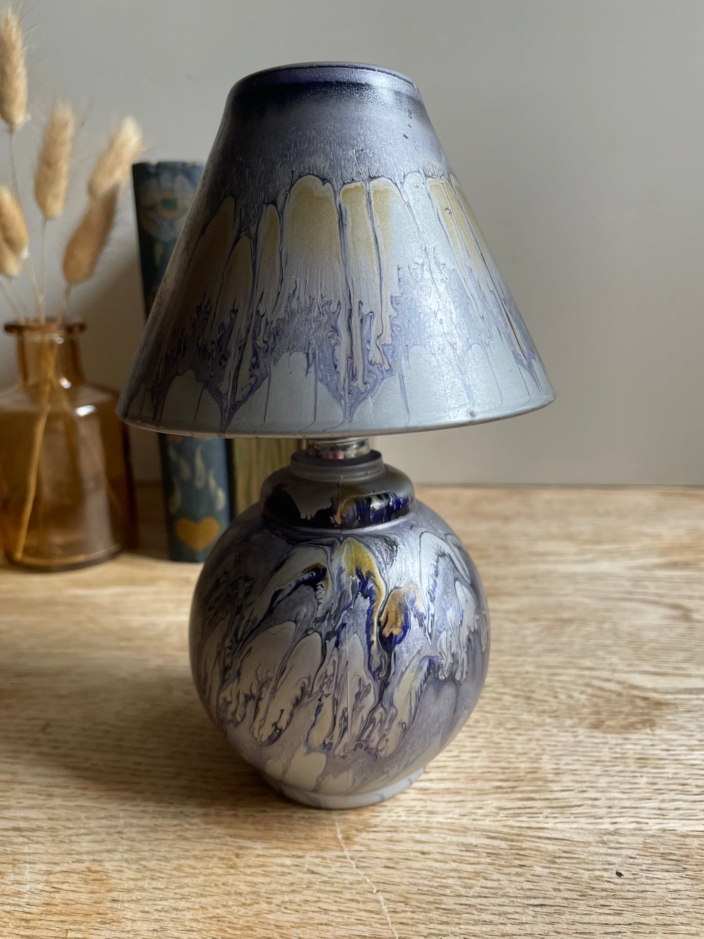Painted Frosted Glass Tea Light Holder Drip Pattern