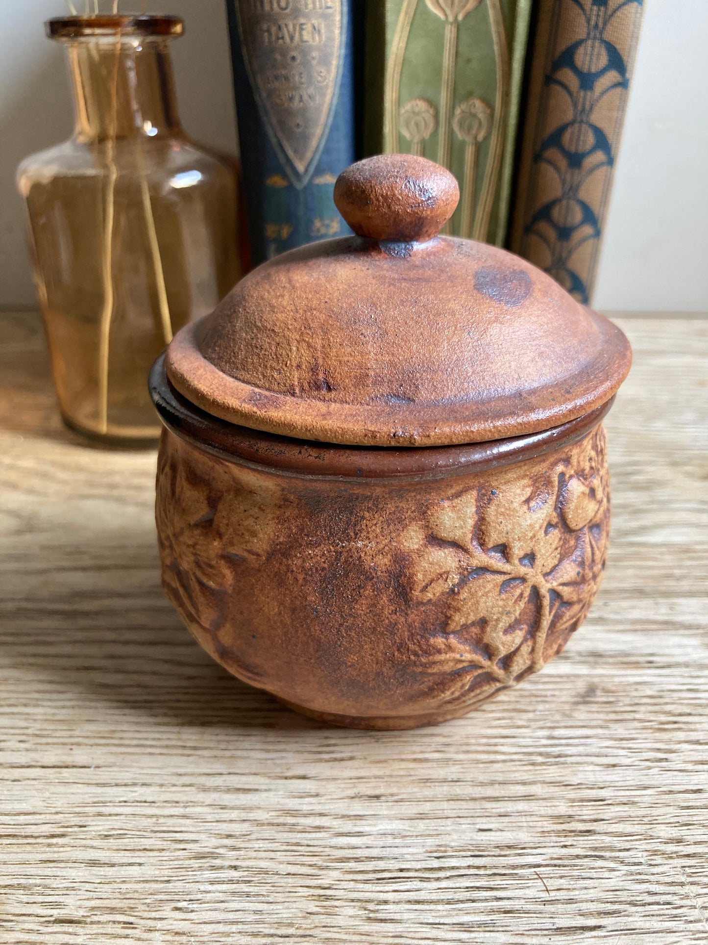 Quantock Design Studio Pottery Stoneware Somerset Bowl w/Lid Floral Pattern
