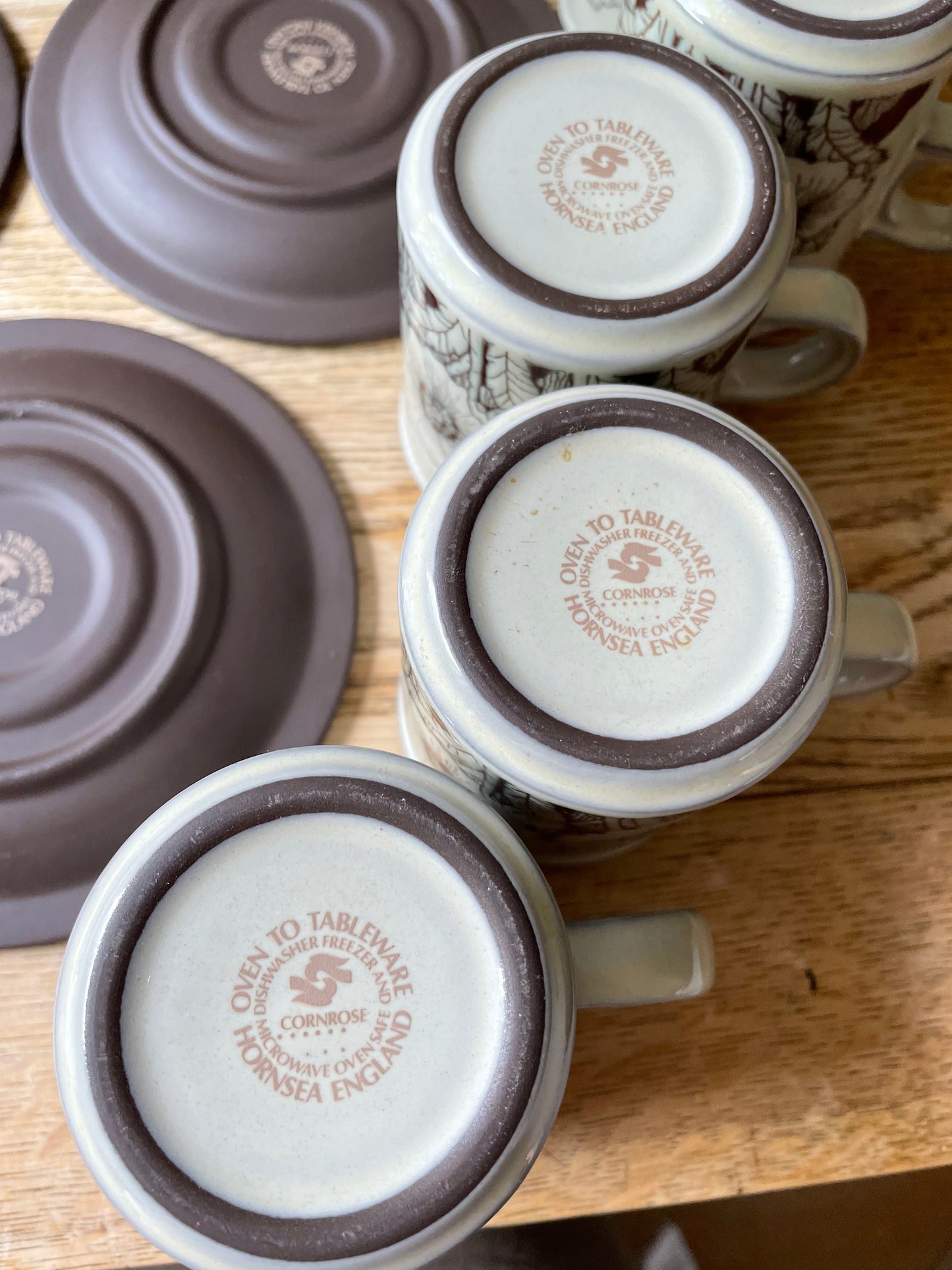 Hornsea Cornrose Espresso Coffee Cup & Saucer Set x5 Retro 70s