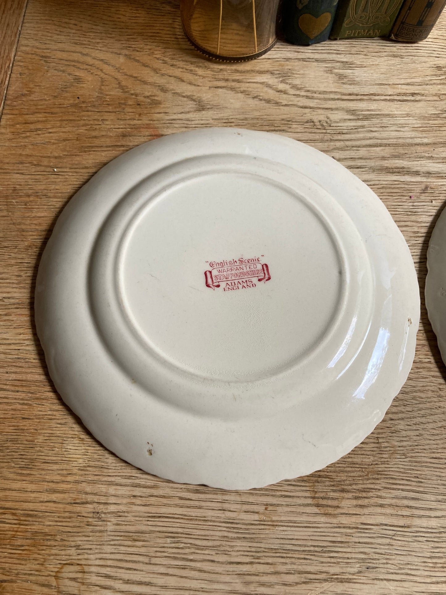 Red Transferware Plates Set of 2 Adam’s Wnglish Scenic Side Plates