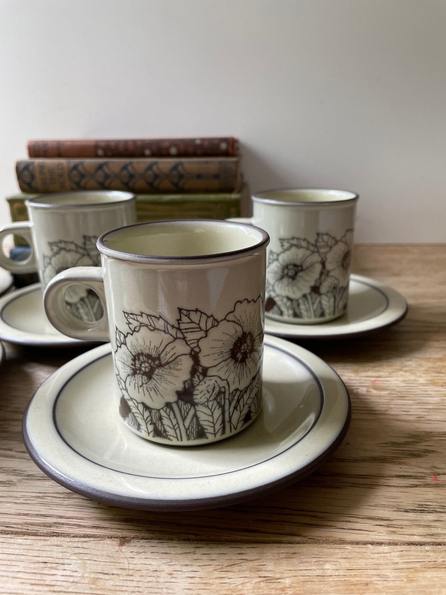 Hornsea Cornrose Espresso Coffee Cup & Saucer Set x5 Retro 70s