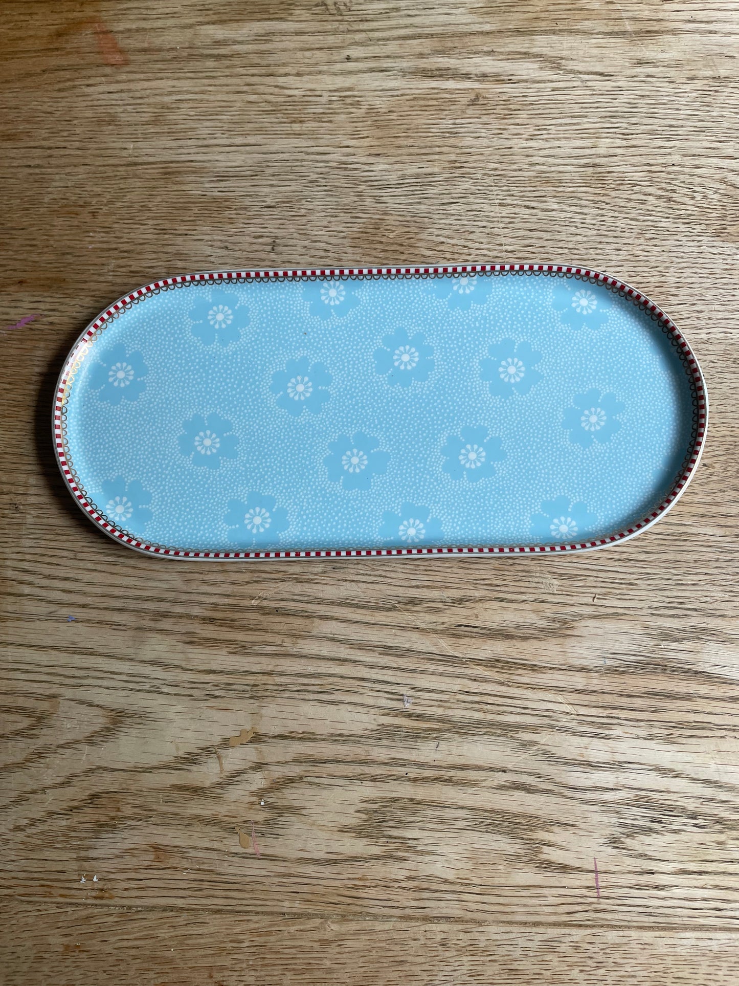 Pip Studio Floral Early Bird Tray Blue Ceramic Trinket Dish