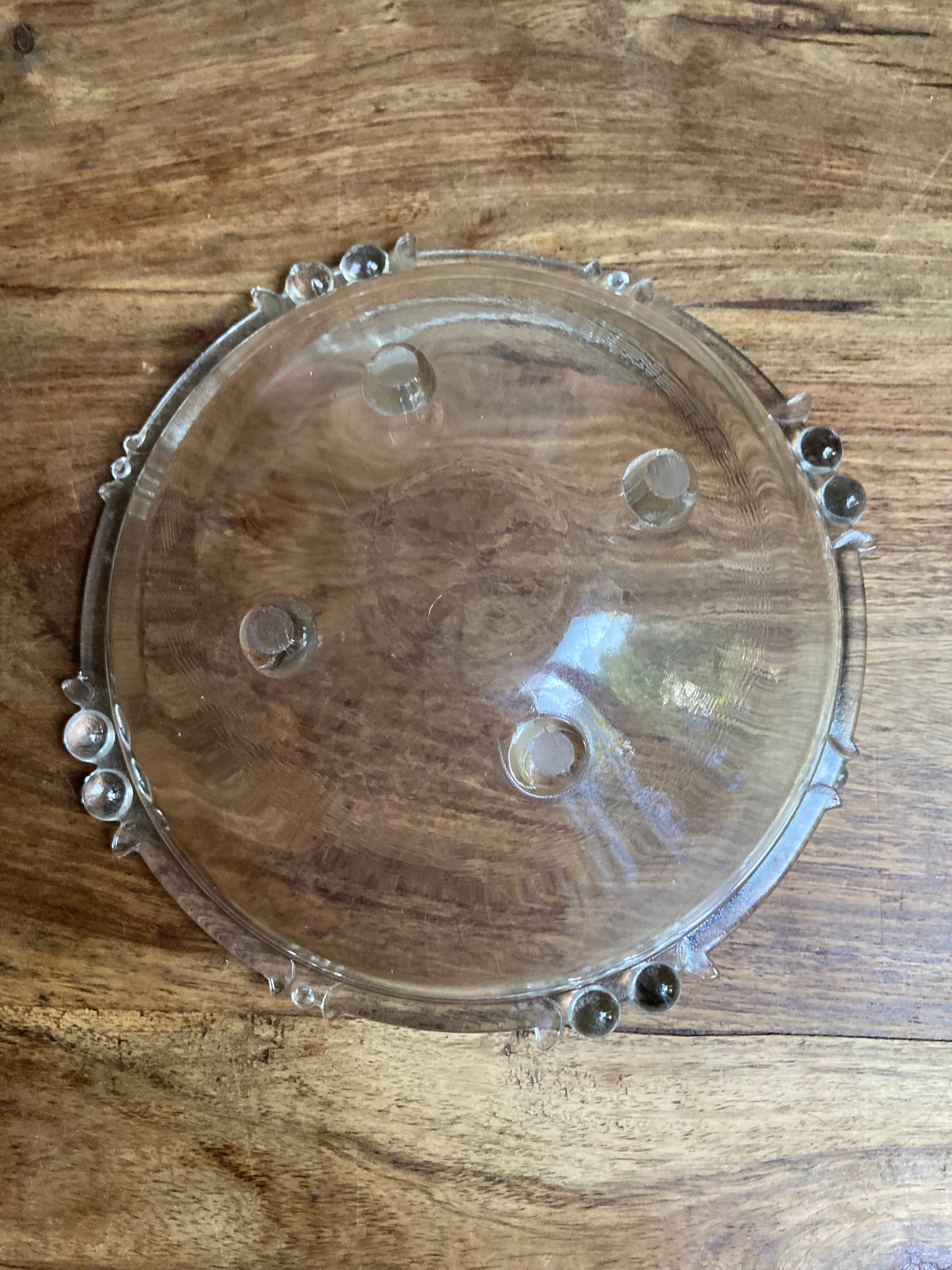 Ornate Glass Bowl On Four Feet Ball Edge Detail Serving Decor Table Centrepiece