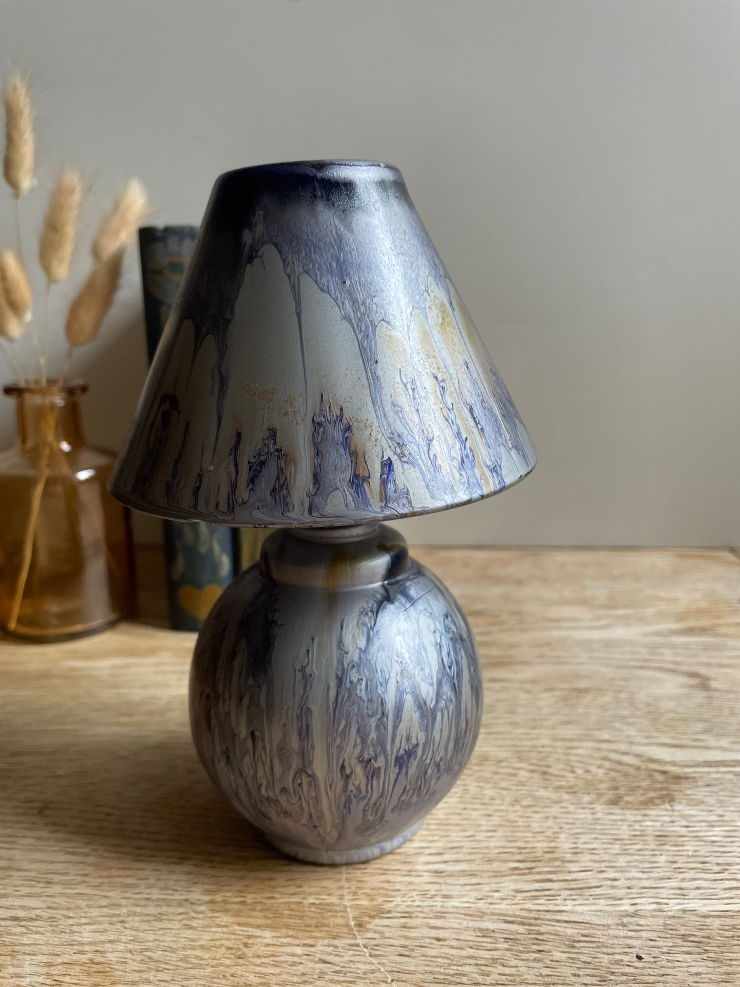 Painted Frosted Glass Tea Light Holder Drip Pattern
