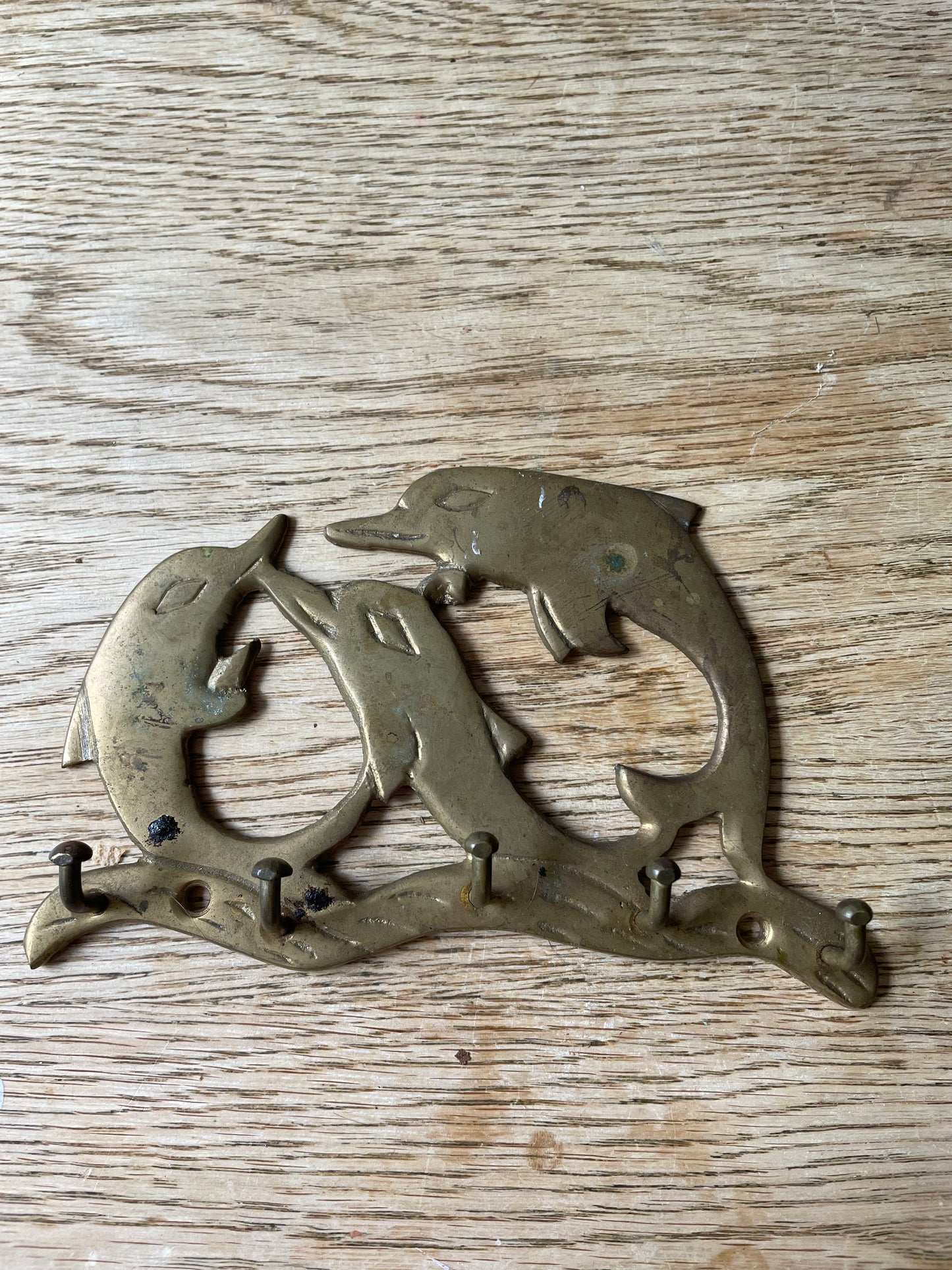 Brass Dolphin Trio Wall hanging Key Hooks
