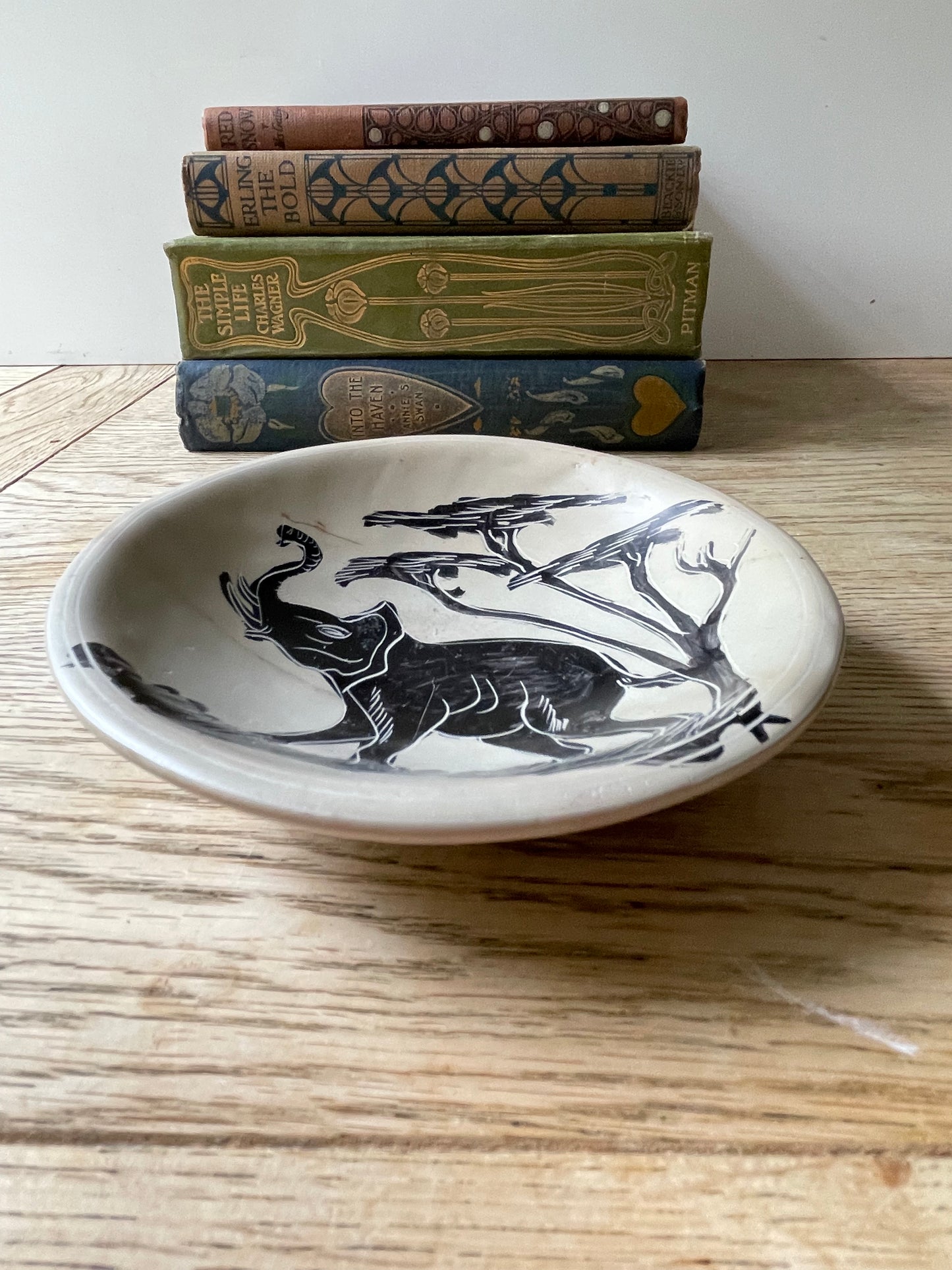 Hand Carved Soap Stone Bowl with Hand Painted Elephant Detail