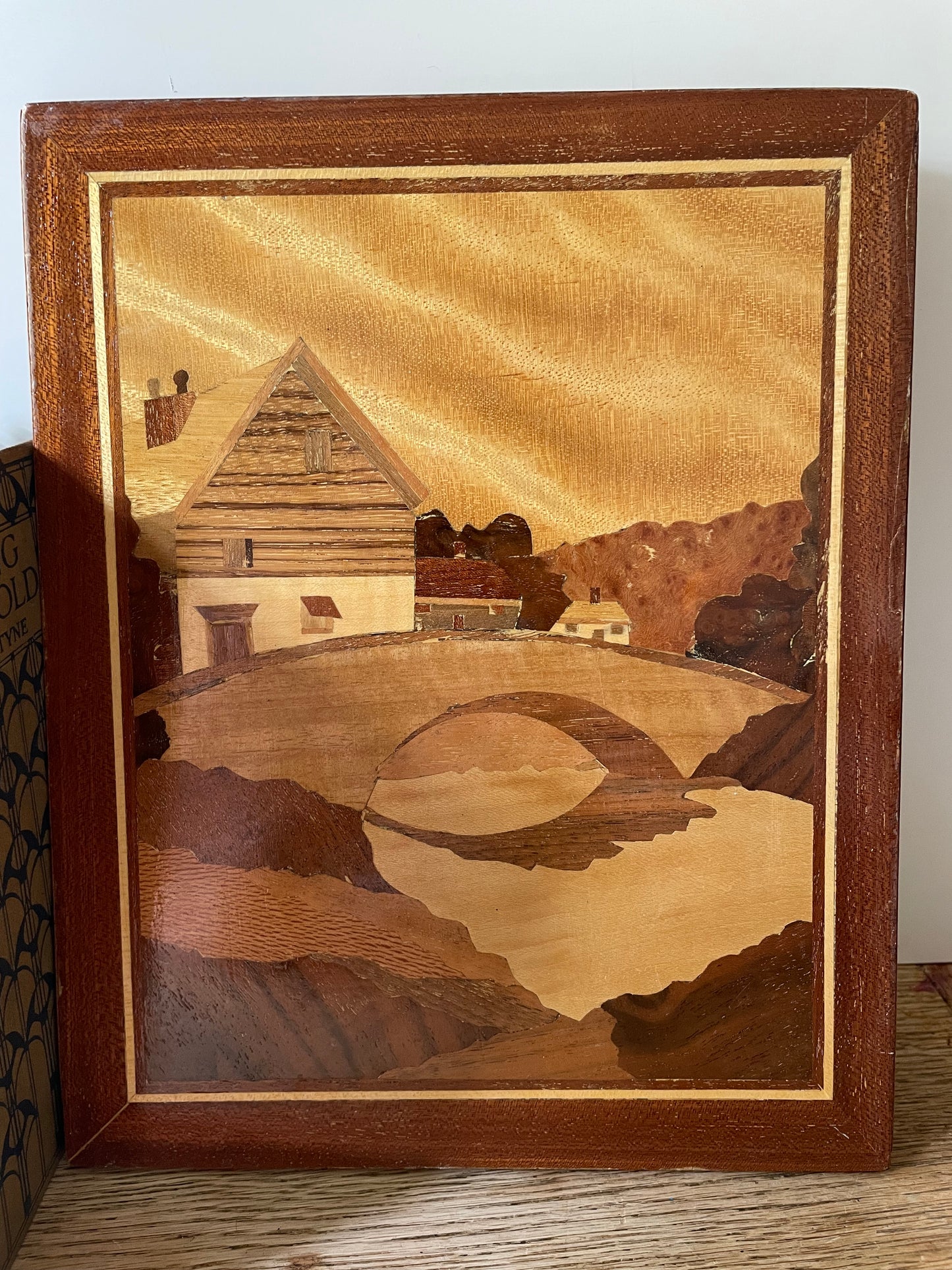 Still Waters Marquetry Picture Wooden Wall Hanging Country River Scene