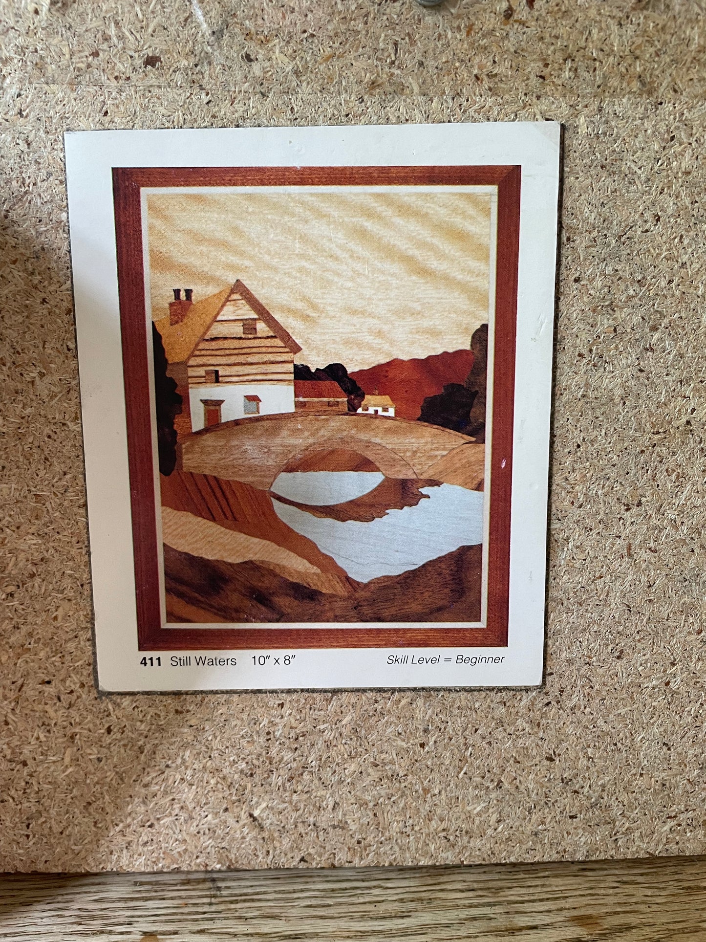 Still Waters Marquetry Picture Wooden Wall Hanging Country River Scene