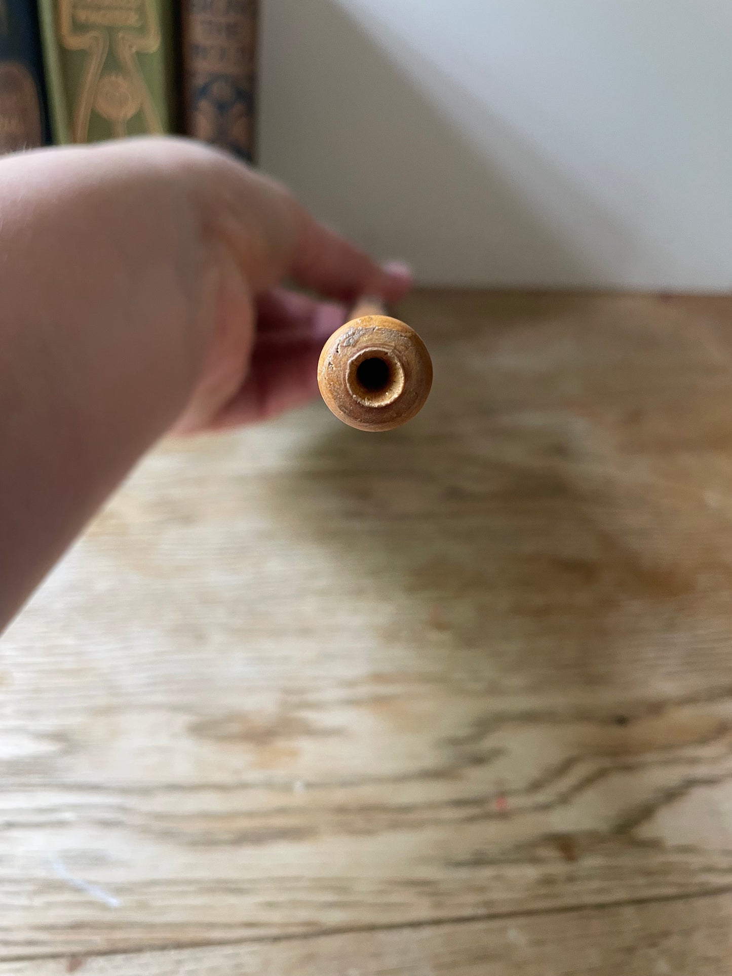 Hand Decorated Wooden Ceremonial Pipe Pyrography Decor