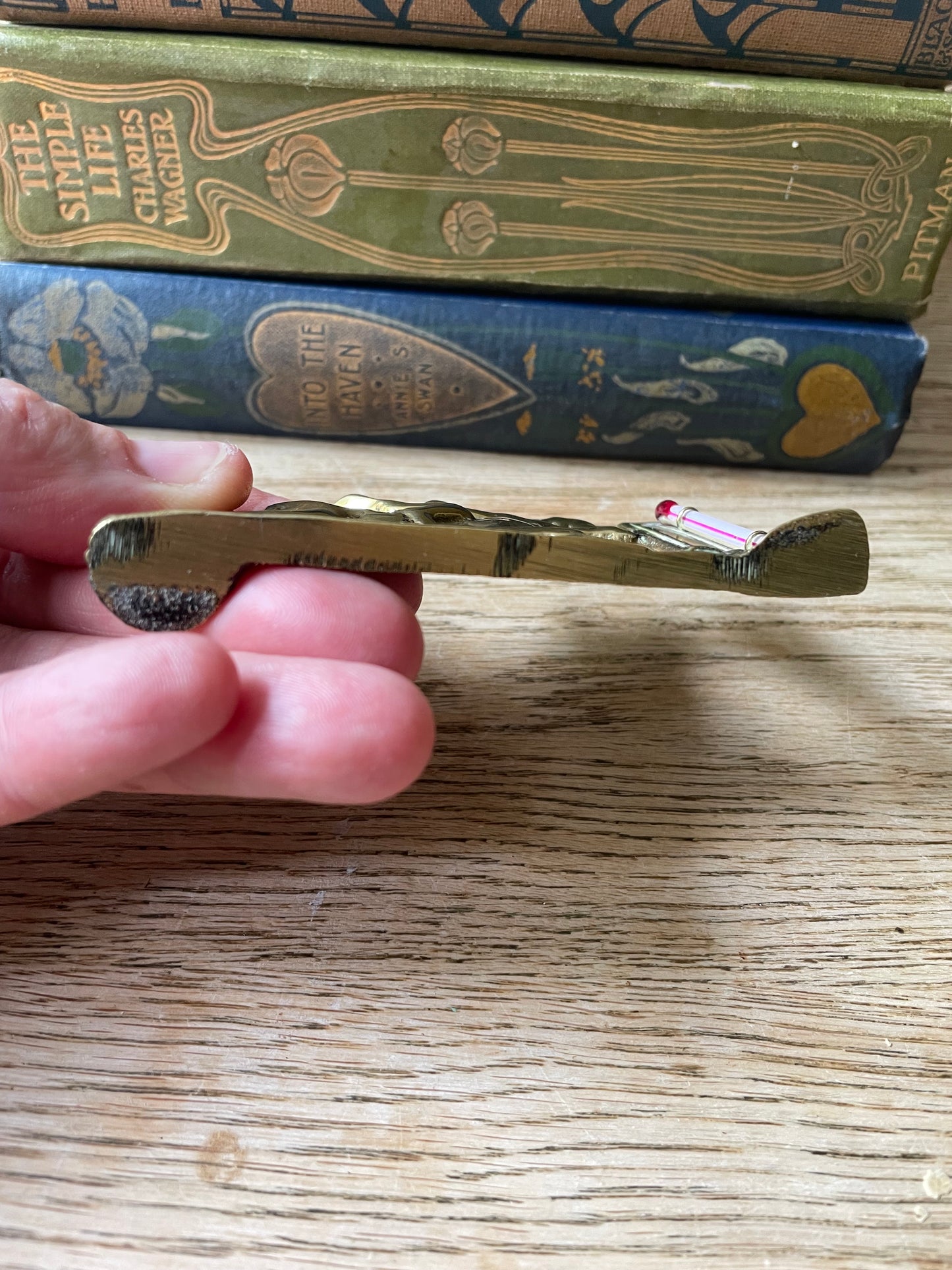 Vintage Brass Jockey Figurine and Integrated Thermometer