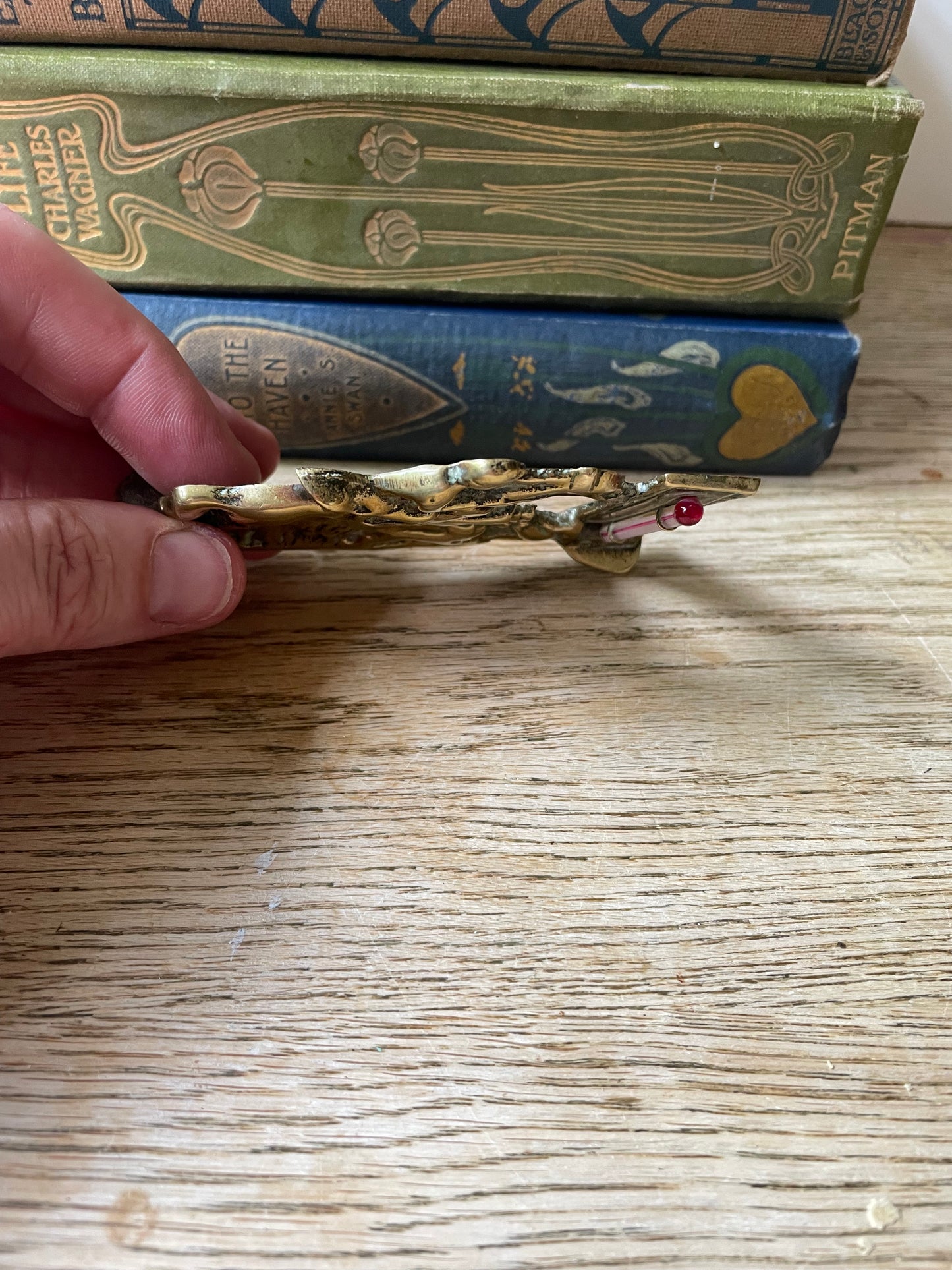 Vintage Brass Jockey Figurine and Integrated Thermometer