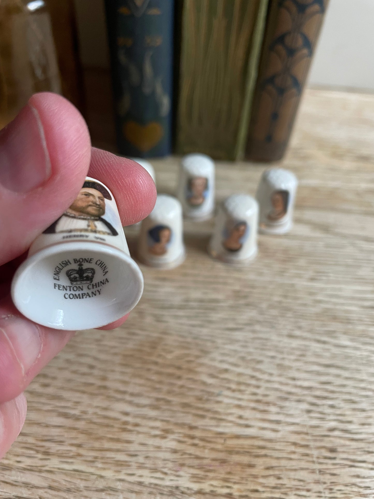 King Henry VIII and 5 Wives Thimbles English Bone China Fenton