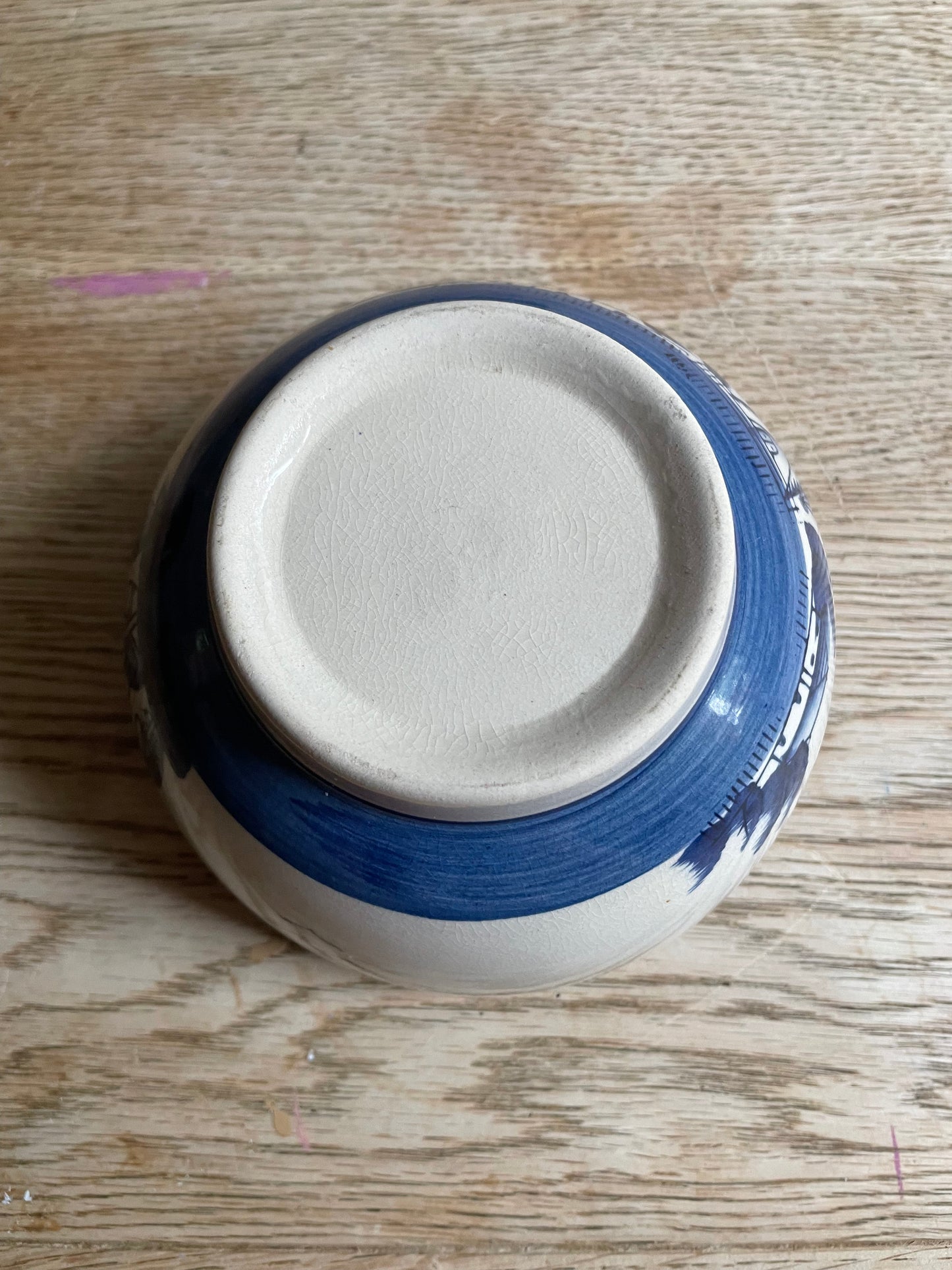 Blue and White Delft Blu Style Bowl Windmill Sail Boat Decorated