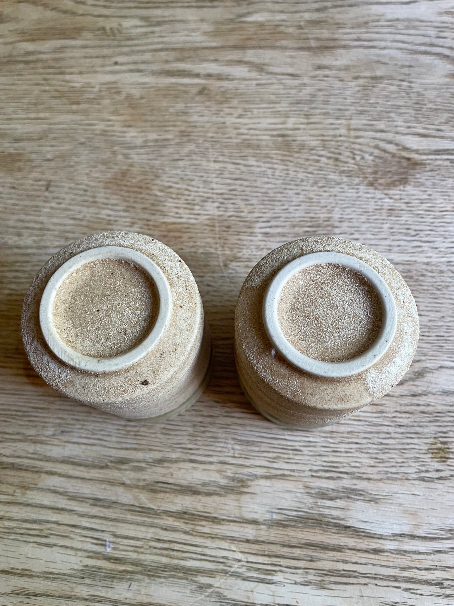 Yunomi Tea Vessels Textured Ceramic Cup Pair Studio Pottery Crackle Glazed Raw Grogged Clay