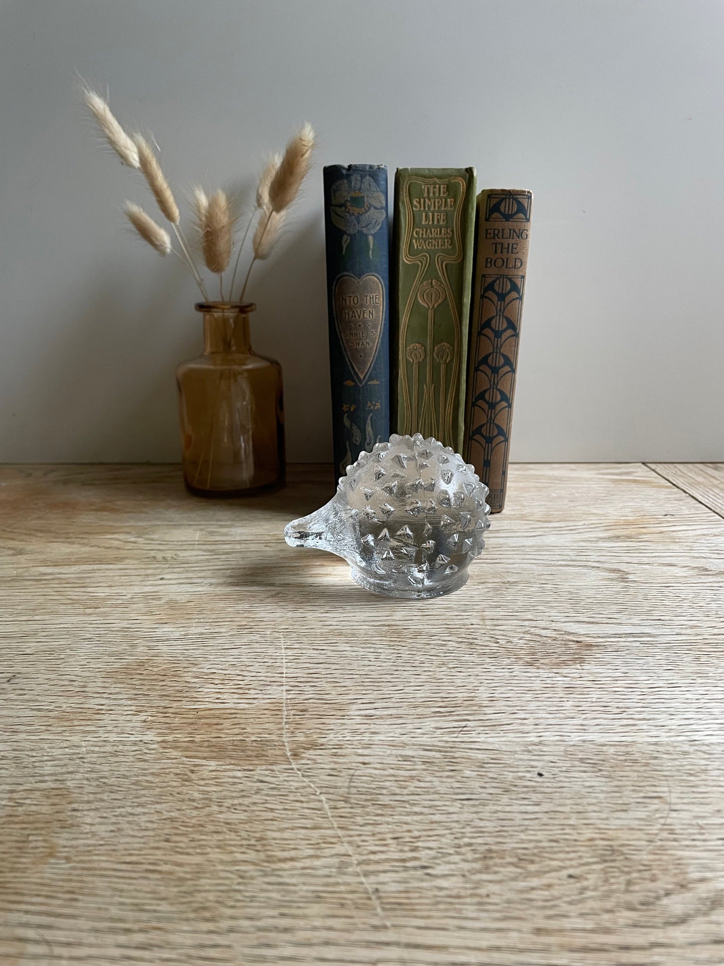 Pukeberg Swedish Art Glass Hedgehog Paperweight Vintage Glass