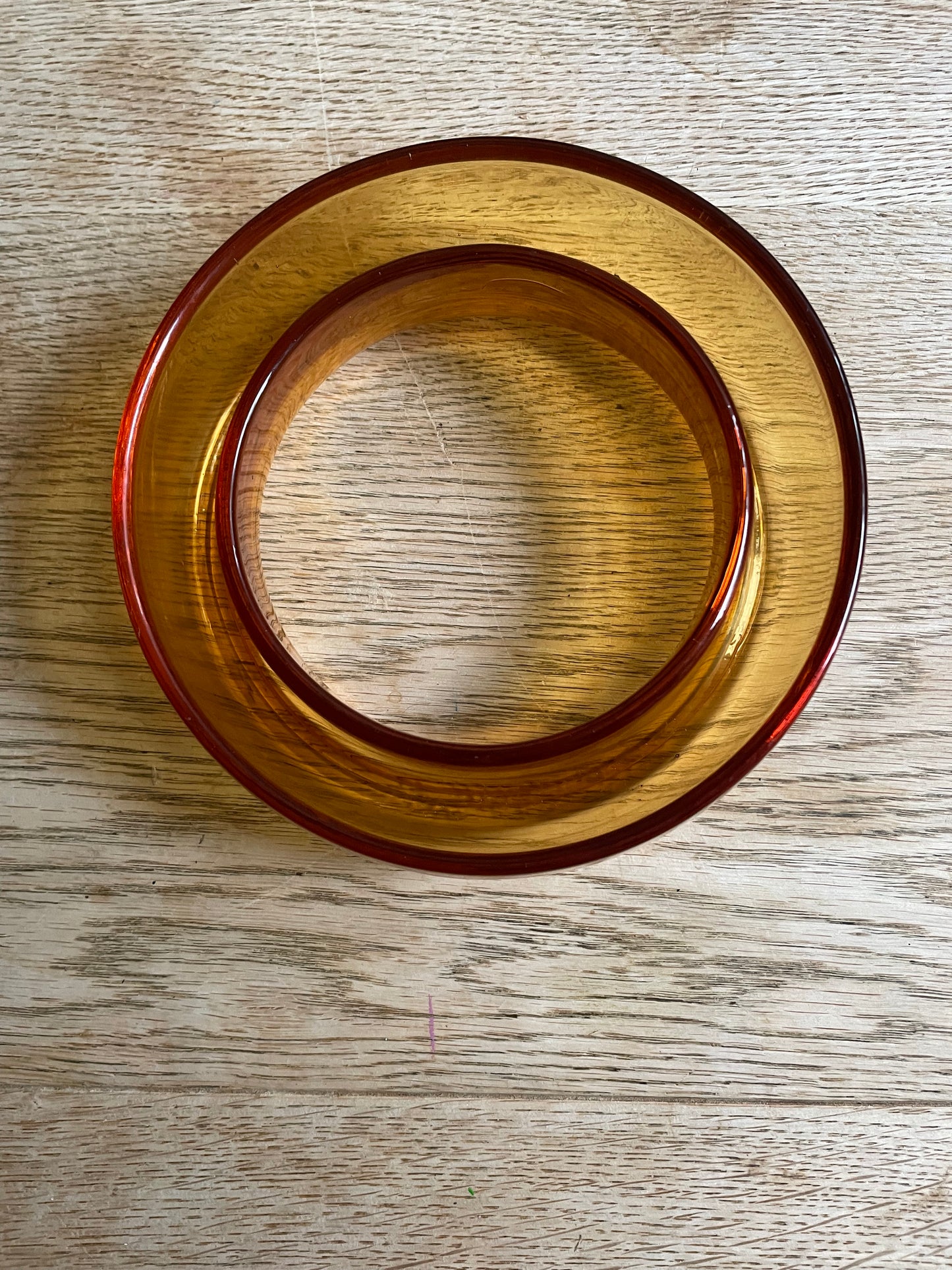 Vintage Amber Glass Posy Ring 1950s Floral Arrangement Table Display