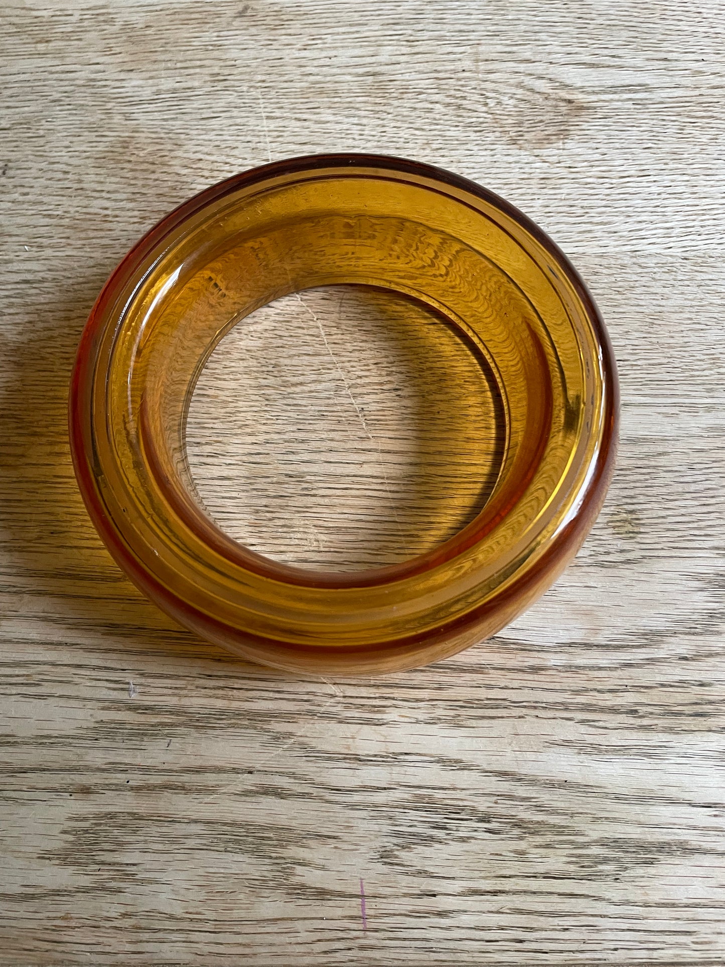 Vintage Amber Glass Posy Ring 1950s Floral Arrangement Table Display