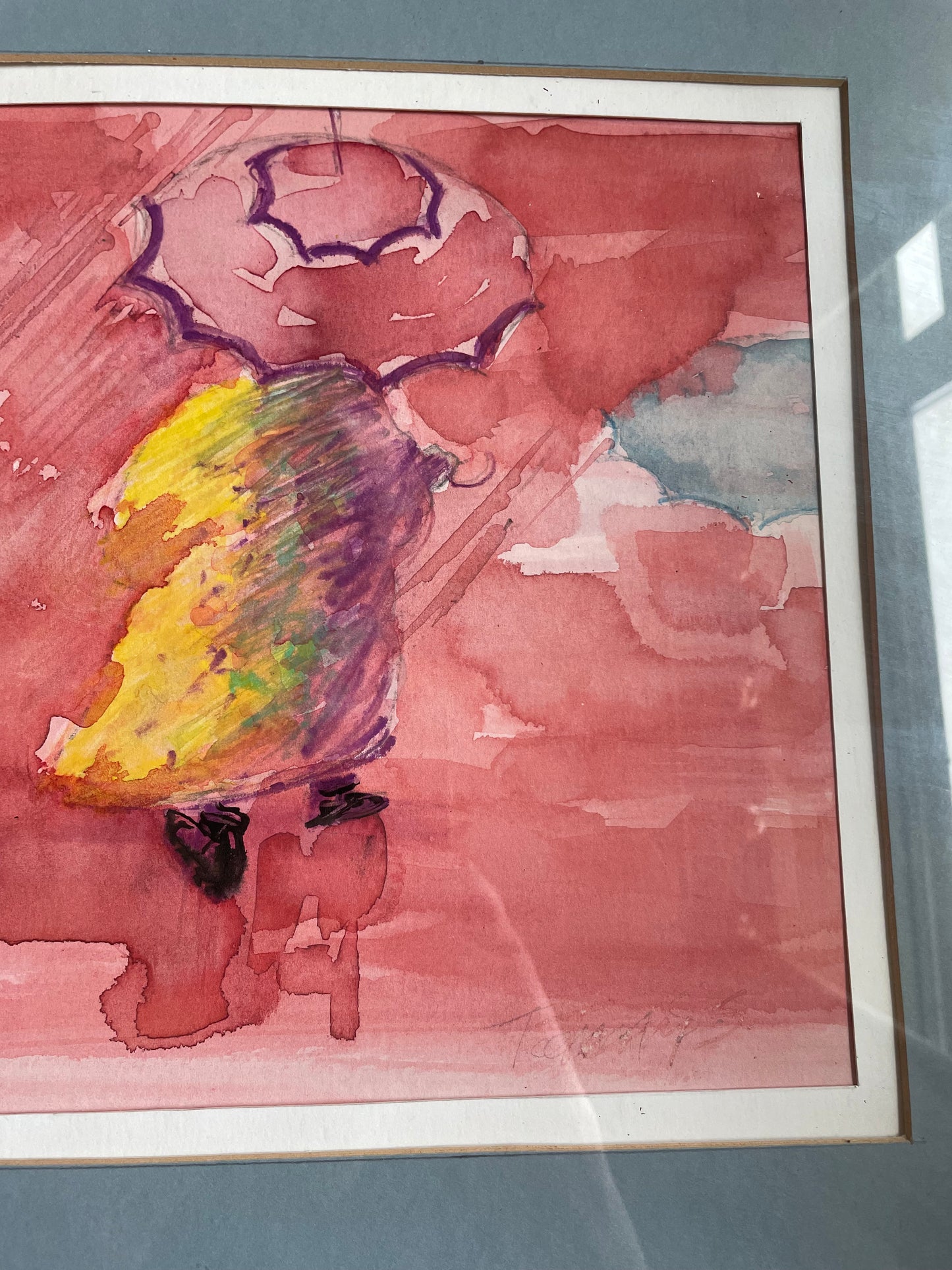 Original Signed Watercolour Framed by Terry Smith "Singing' In the Rain"