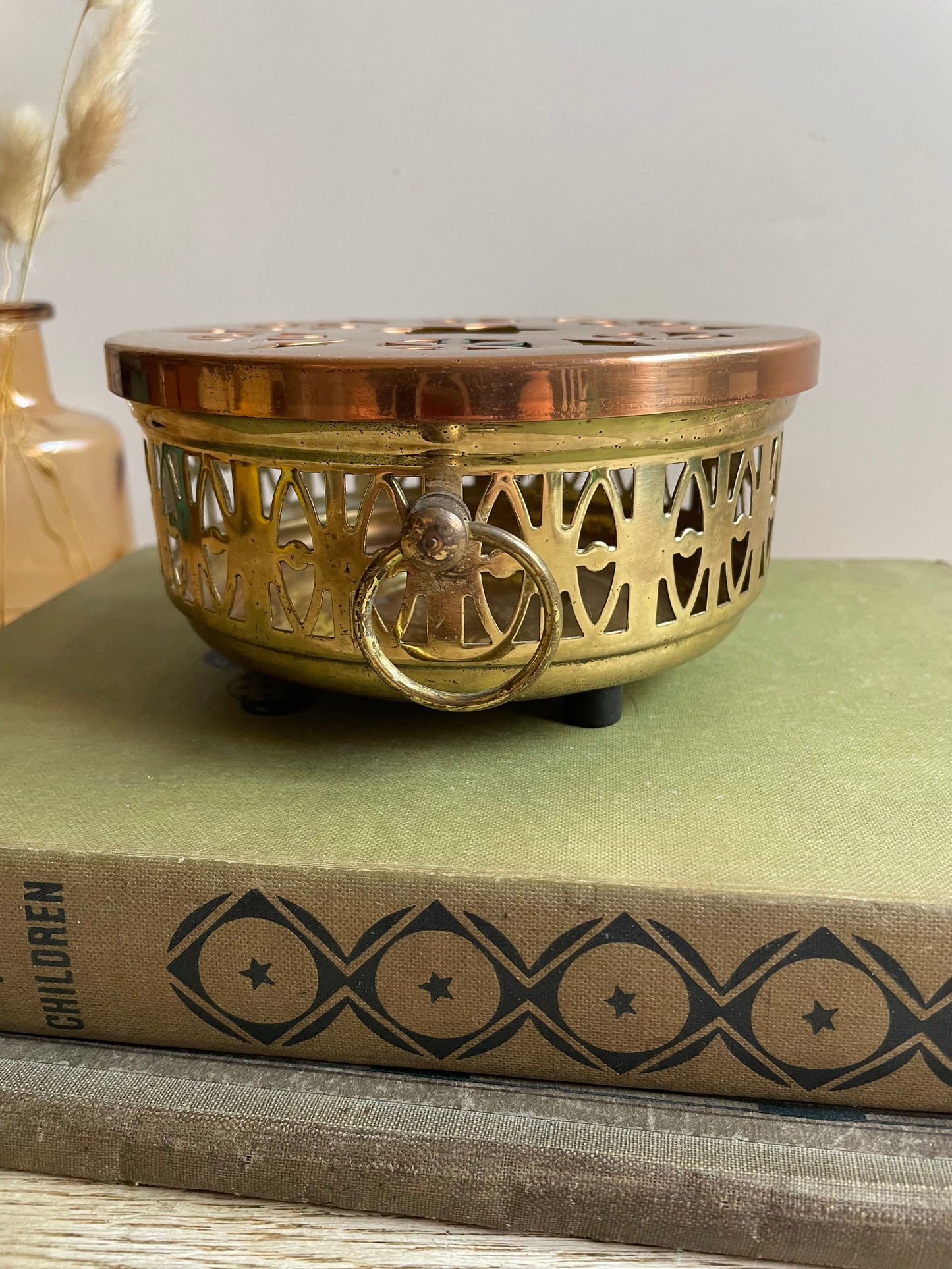 Vintage Copper & Brass Teapot Warmer / Incense Burner - A Timeless Accent