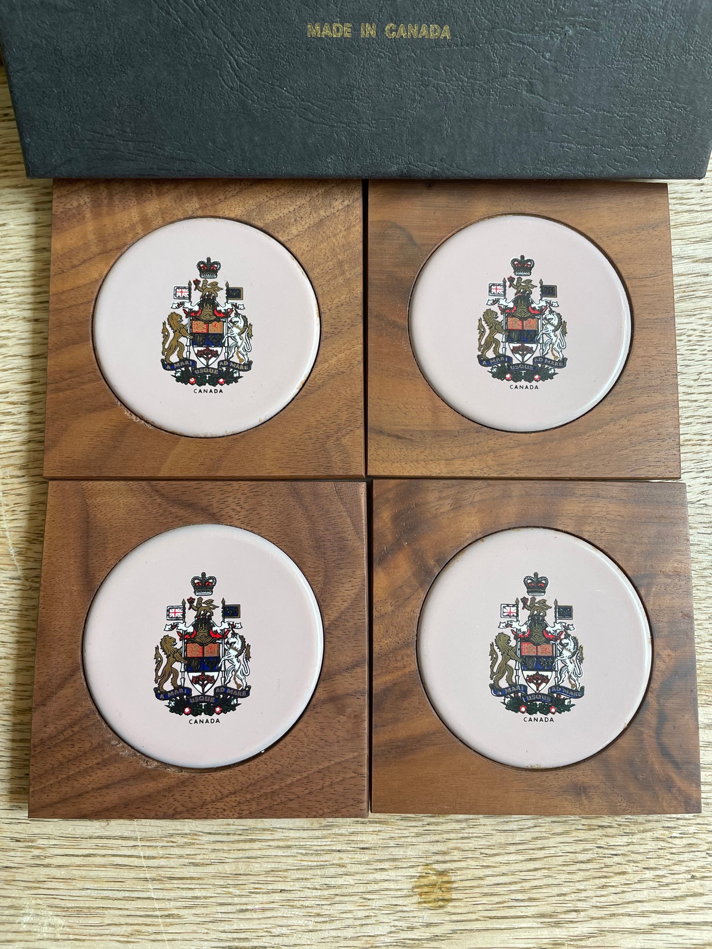 Vintage Coasters by Fantasy Copperware of Canada Set of 4 Boxed