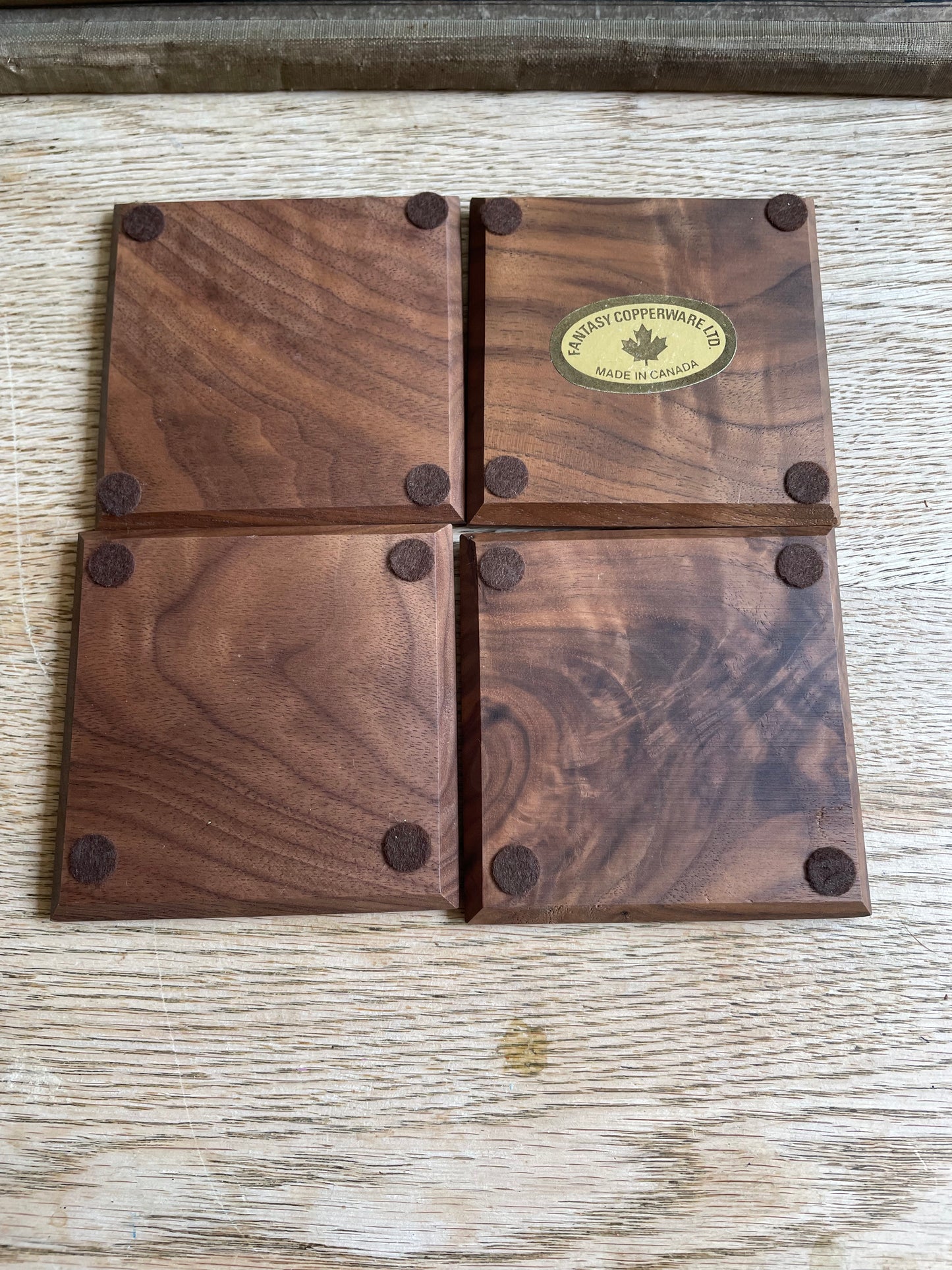 Vintage Coasters by Fantasy Copperware of Canada Set of 4 Boxed