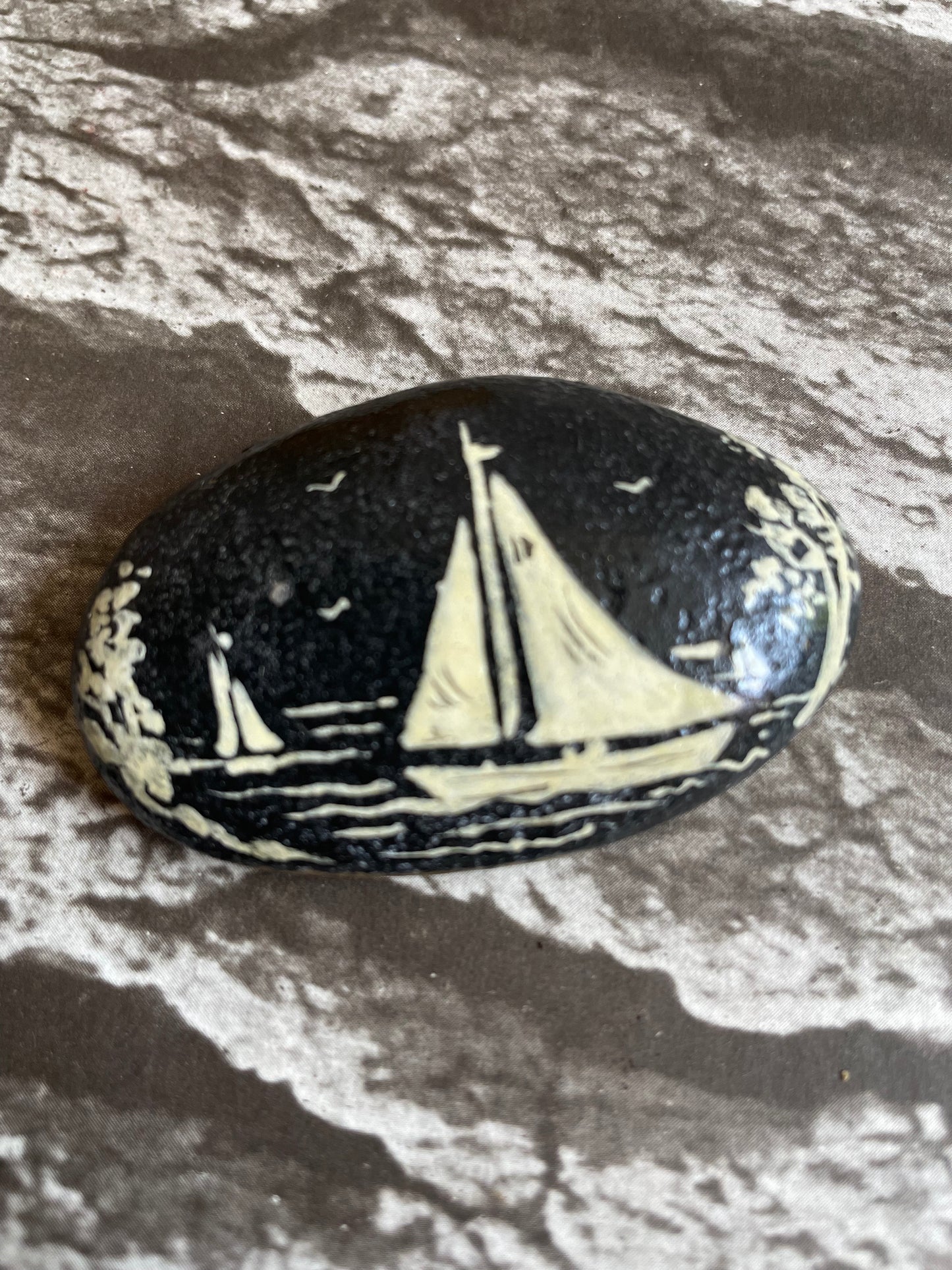 Hand-Painted Sailboat Serenity Stone - A Nautical Treasure for Your Home