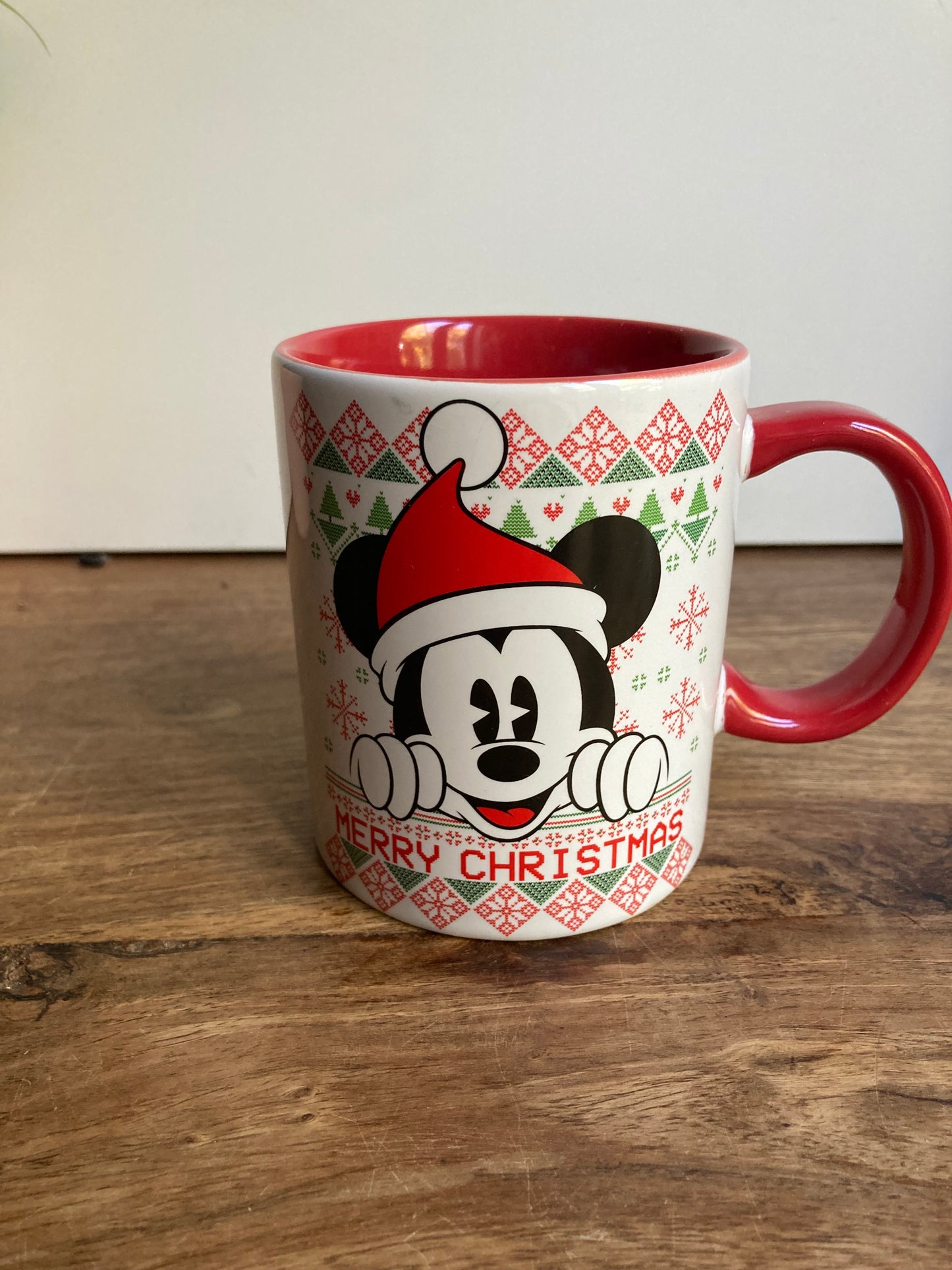 Disney Mickey Mouse Merry Christmas Mug, Disneyland Paris  Red And White Rare