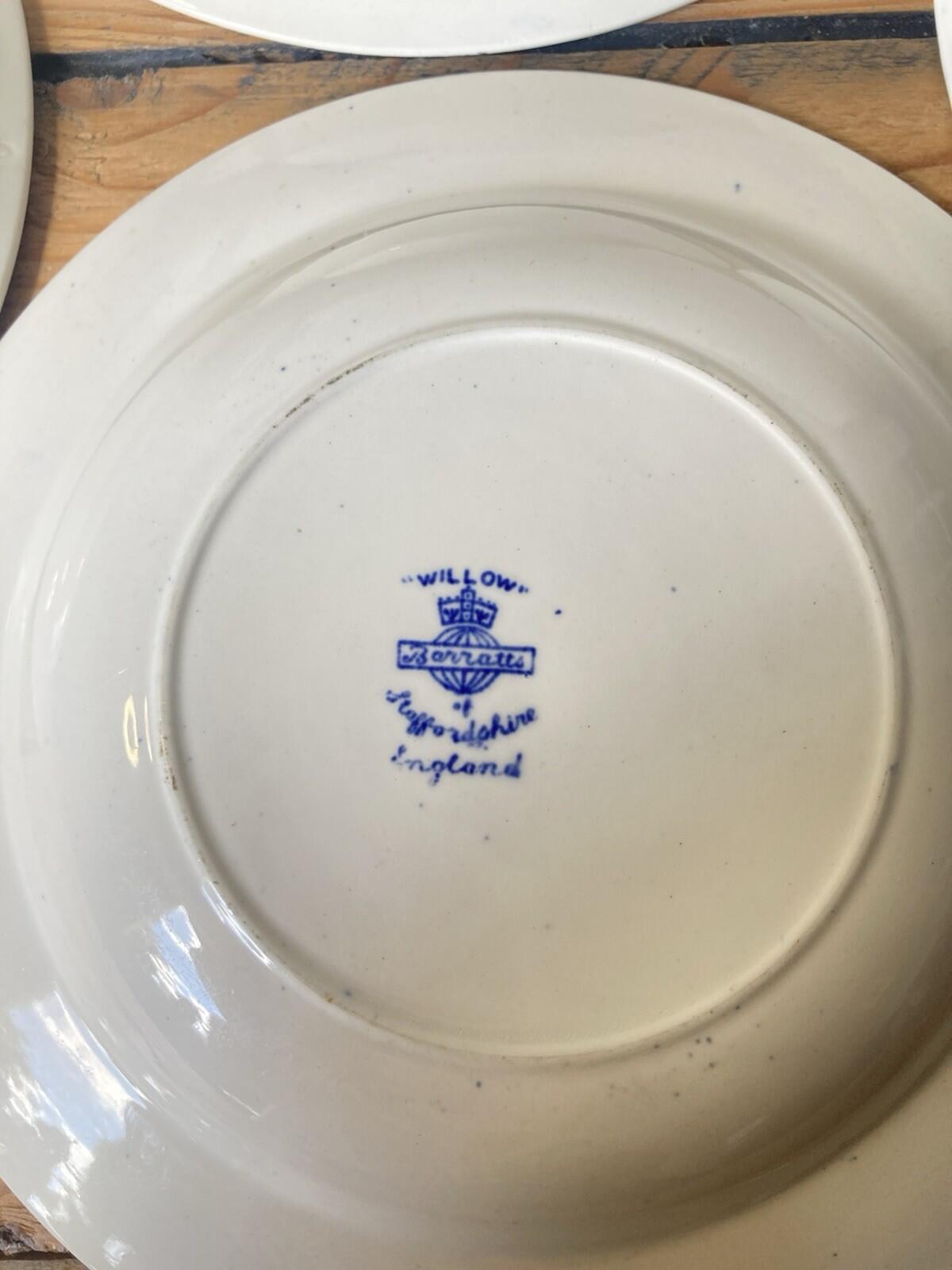 Barratts Willow 4 Rimmed Dessert / Soup Bowls Blue & White