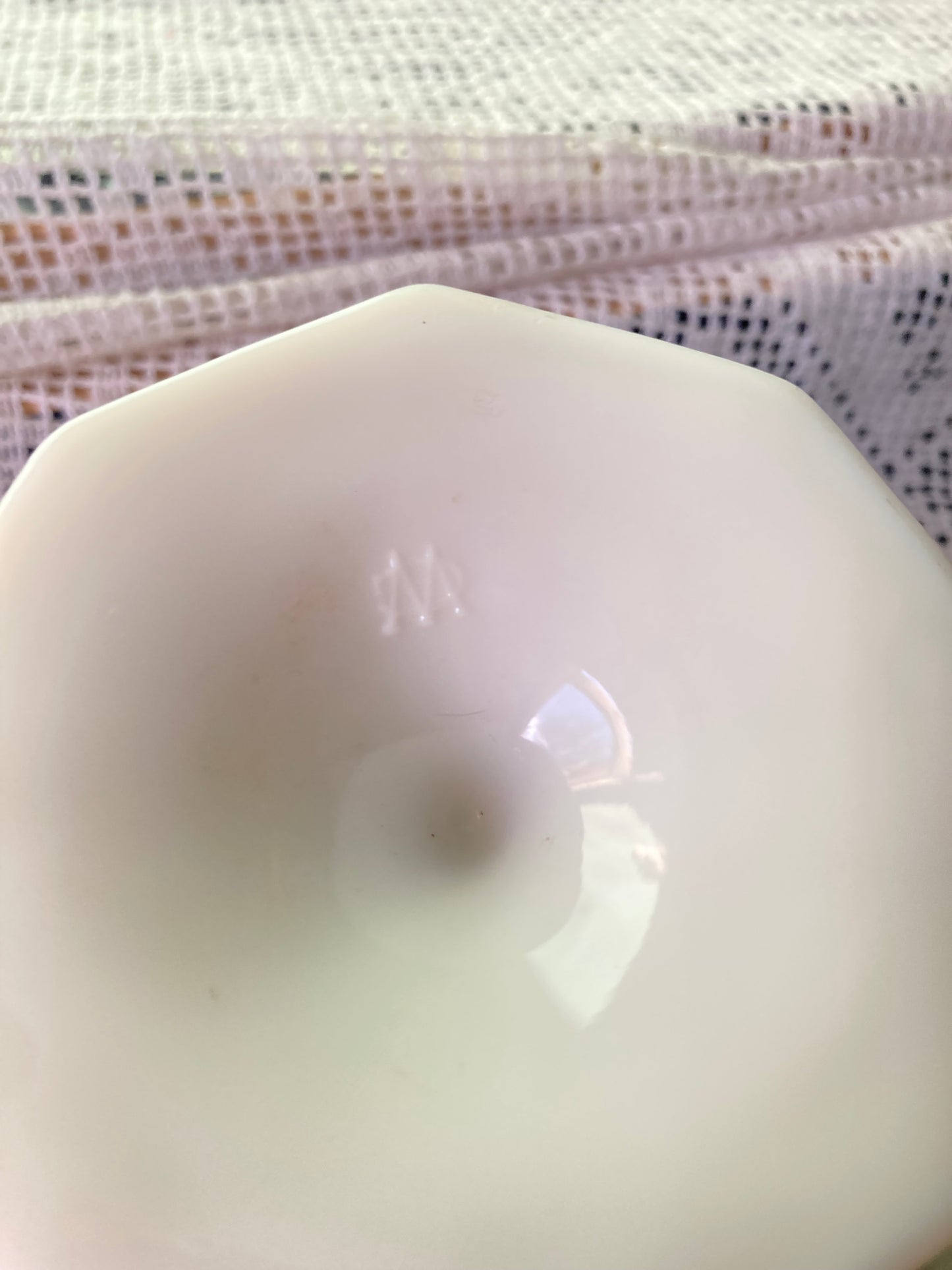 Vintage Westmoreland Old Quilt Pattern Milk Glass Pedestal Fan Vase