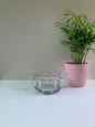 Glass Sugar Bowl Sweet Dish Scalloped Edges Handled