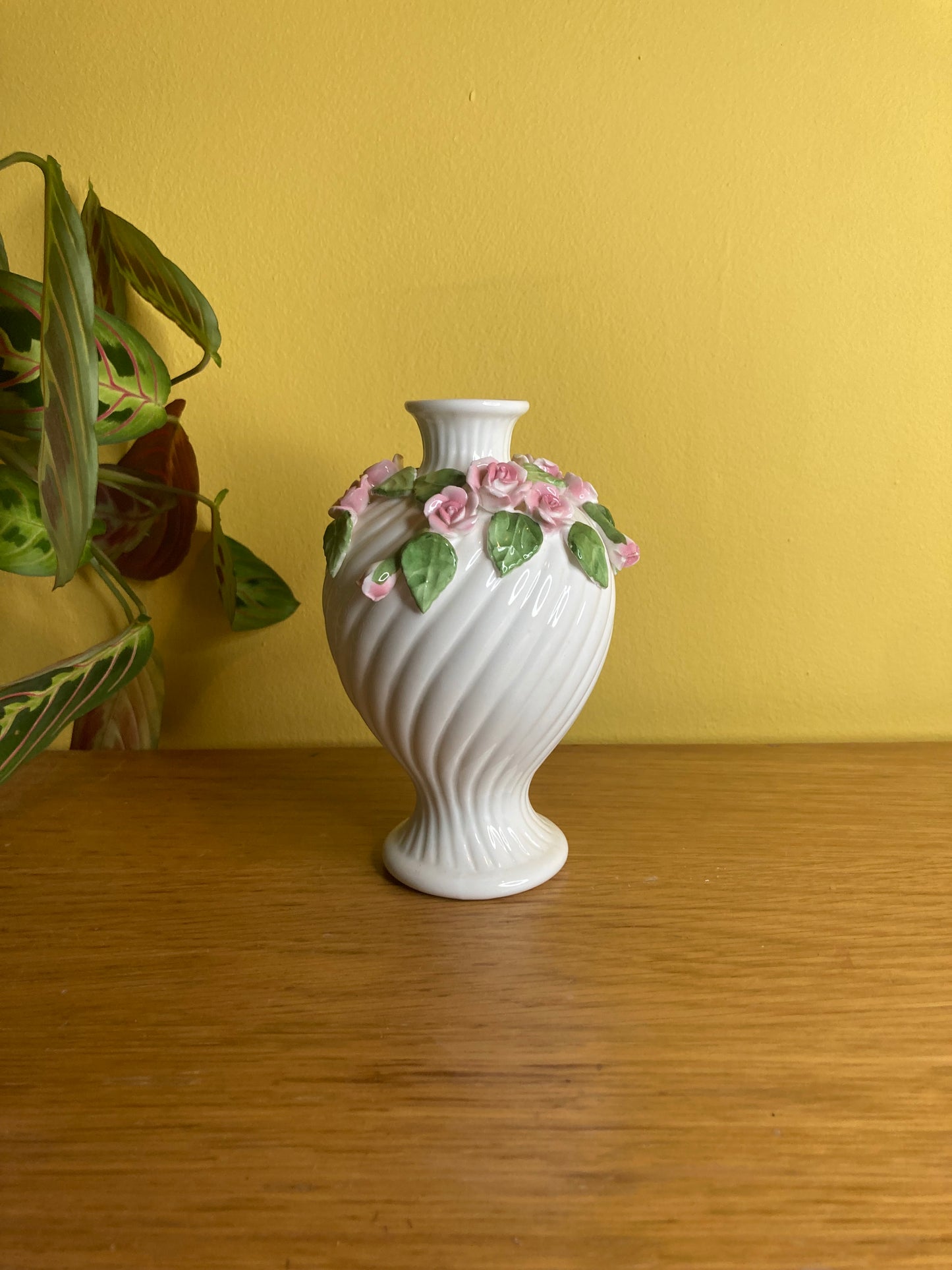 St Michael Bone China Small Vase with Rose Detail Marks and Spencer - Bloom & Heirloom Vintage Decor