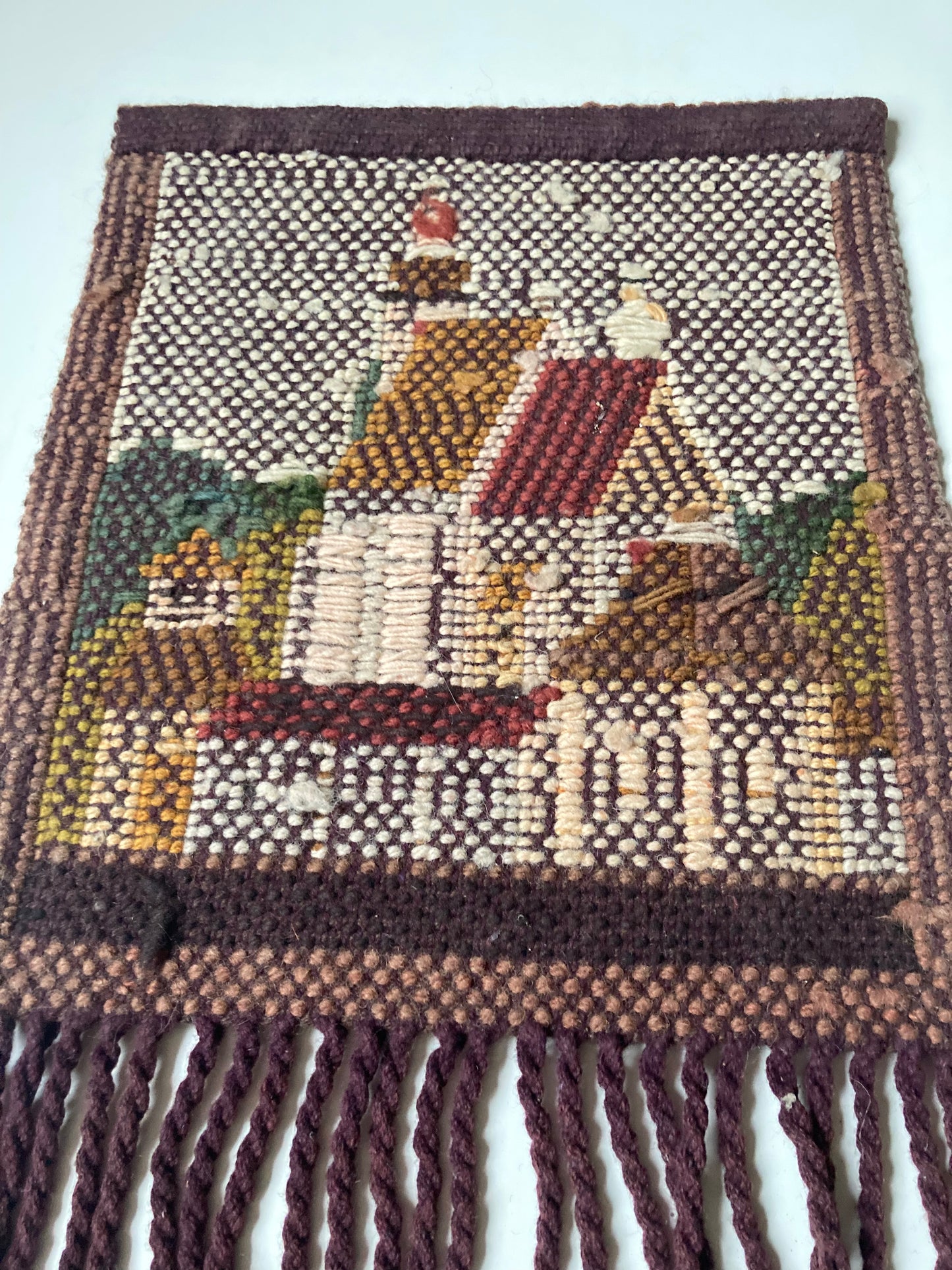 Vintage Polish Cepelia Woven Wool Handmade Wall Hanging Tapestry