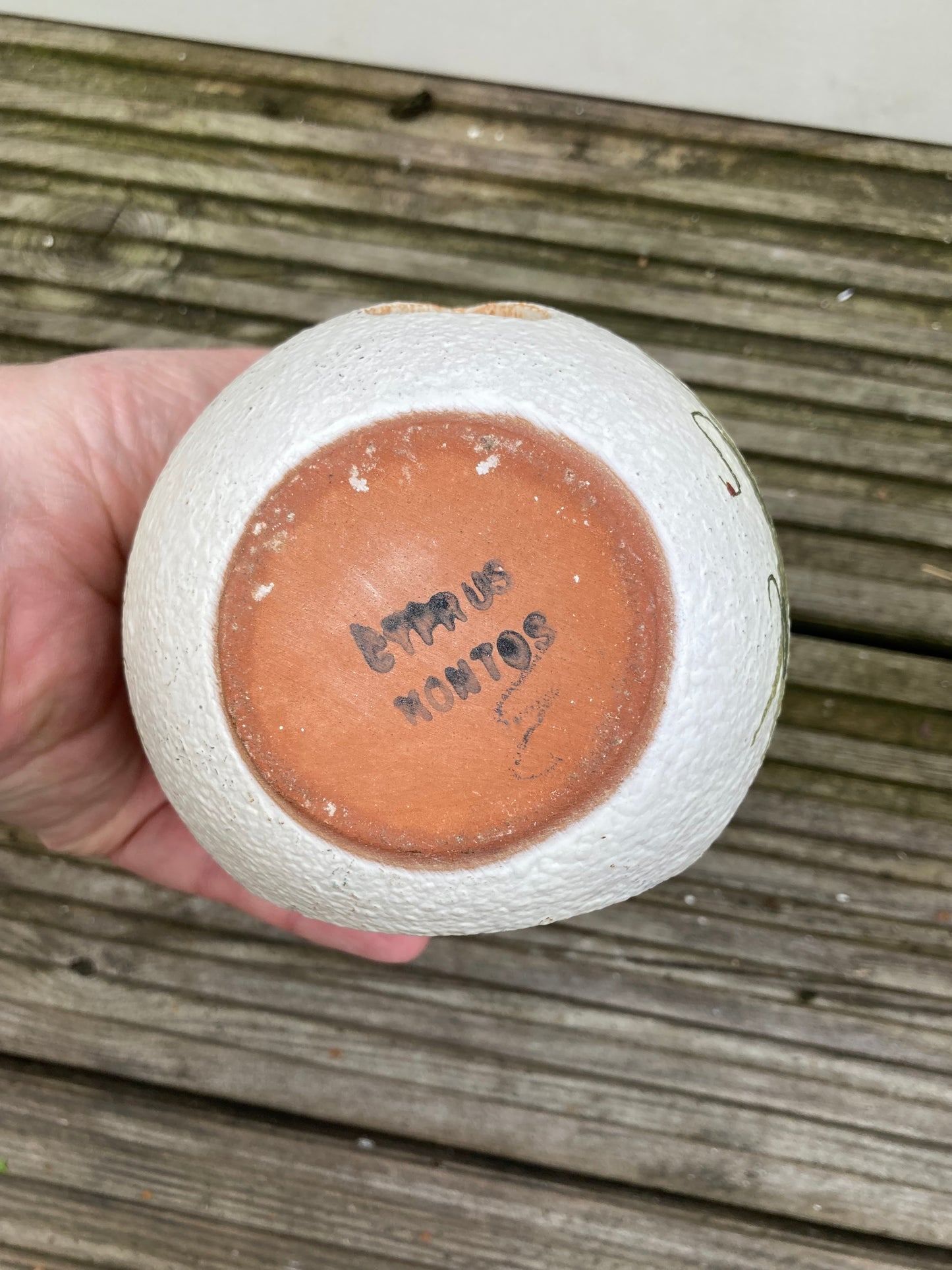 Kontos Cyprus Carved Gourd Candle Holder Floral Pattern