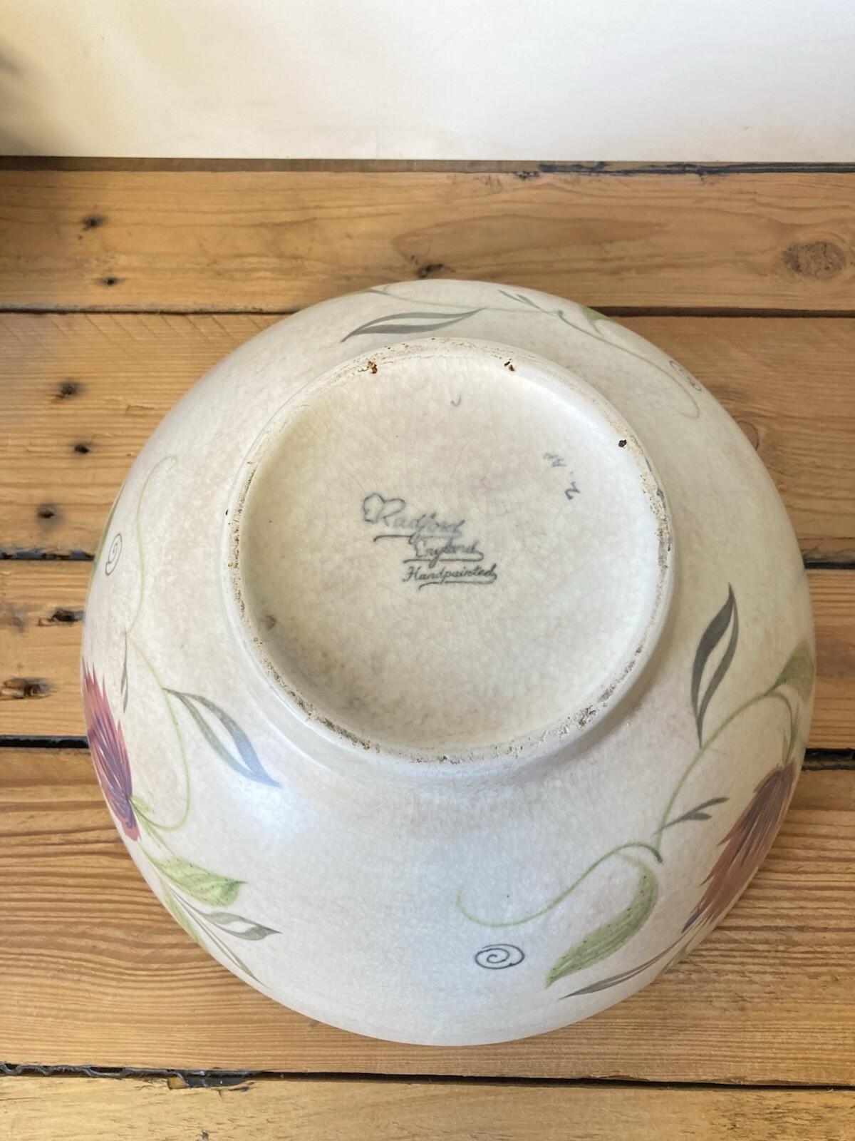 E Radford Pottery Bowl Hand Painted Floral Vintage Ceramic Dish
