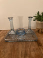 Art Deco Ice Blue Dressing Table Vanity Set 5 Piece Glass