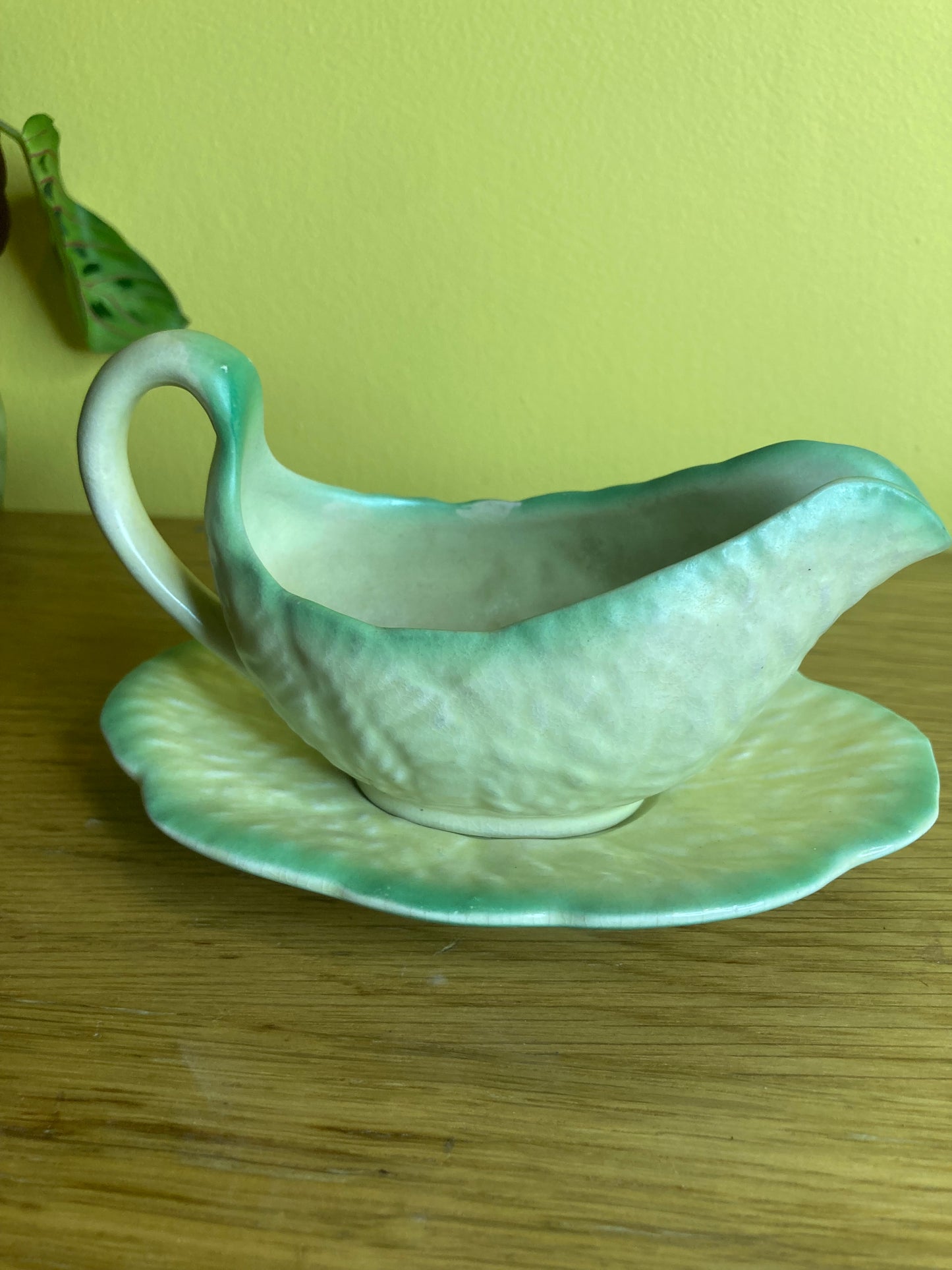Crown Devon Sauce Boat and Saucer Miniature Cabbage Leaf