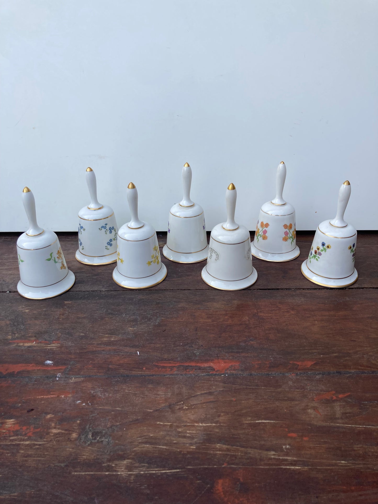 Collection Of 7 Franklin Mint Enchanted Flowers Fairies Porcelain Bells