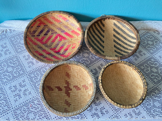 Hand Woven Bamboo Bowls Set of 4 Wall Decor